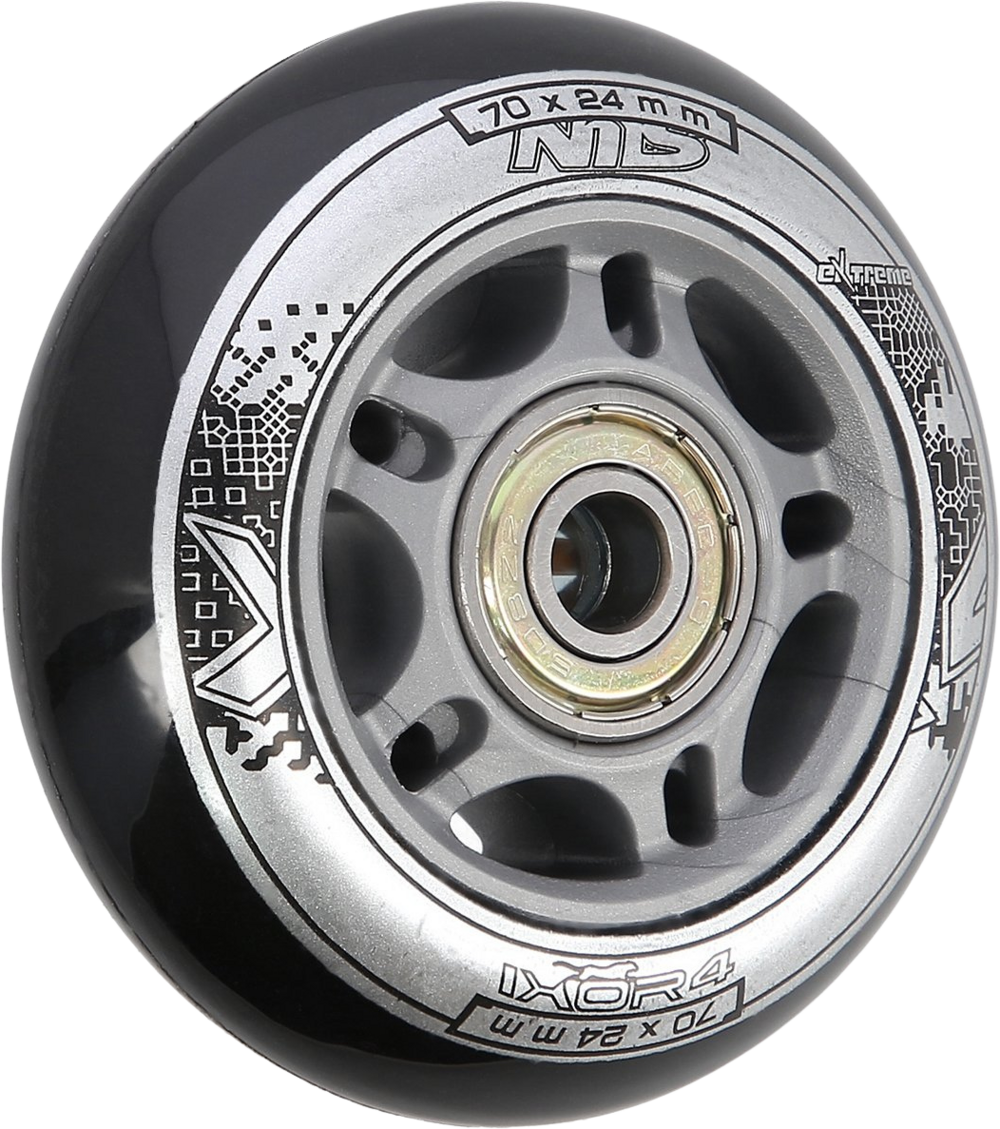 NORTHIX, Black Pu 70x24 82a Wheels  Abec-9 Bearings Set