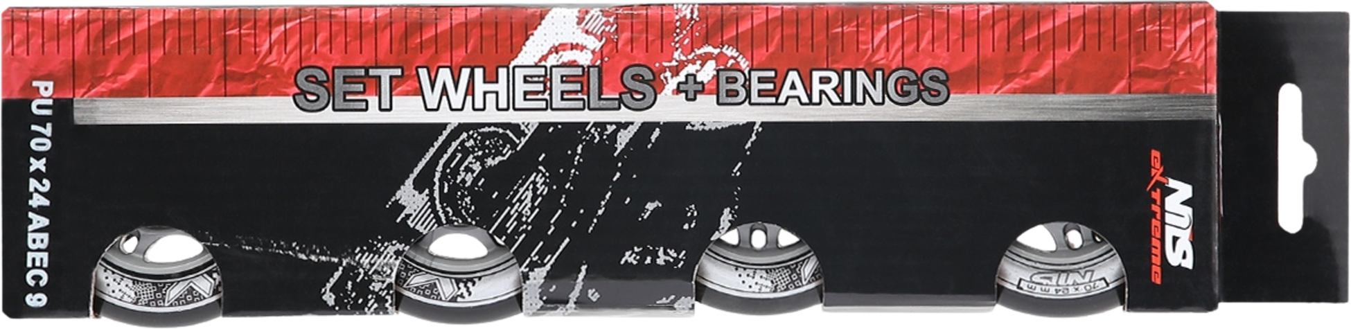 NORTHIX, Black Pu 70x24 82a Wheels  Abec-9 Bearings Set