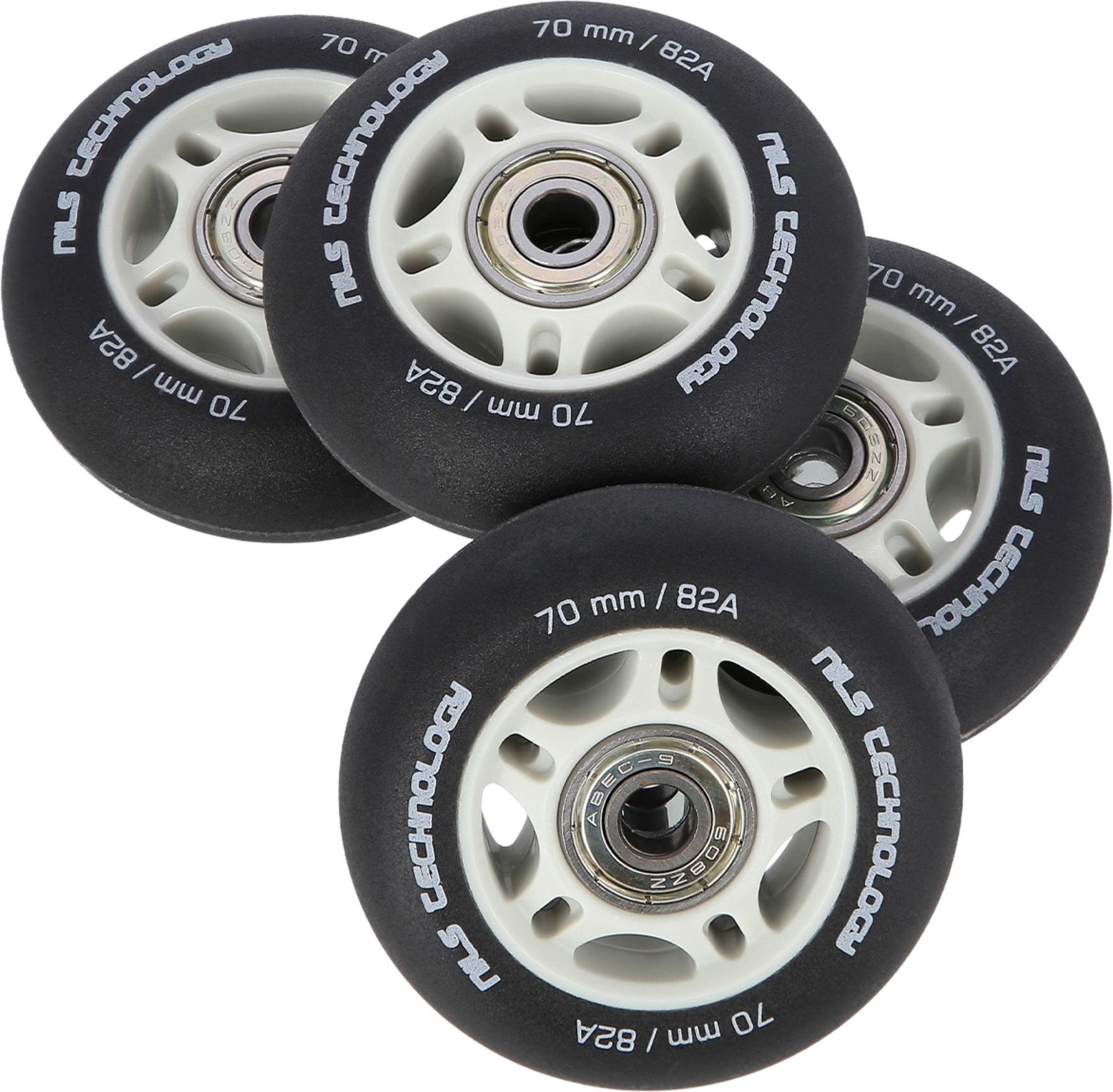 NORTHIX, Black Pu 70x24 82a Wheels  Abec-9 Bearings Set