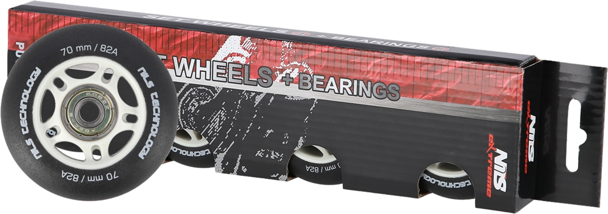 NORTHIX, Black Pu 70x24 82a Wheels  Abec-9 Bearings Set