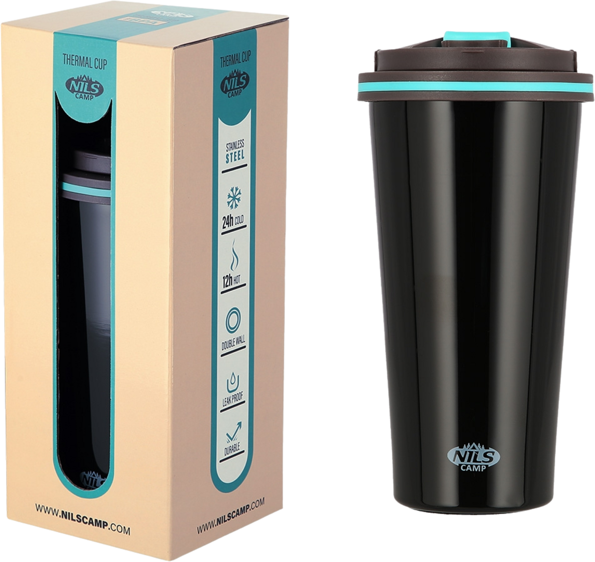 NORTHIX, Black Thermal Cup, 18 Oz, Insulated Stainless Steel