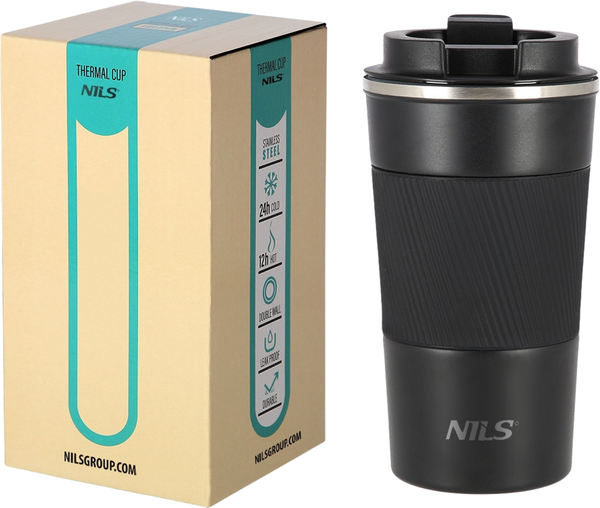 NORTHIX, Black Thermal Cup, Insulated Stainless Steel, 9oz