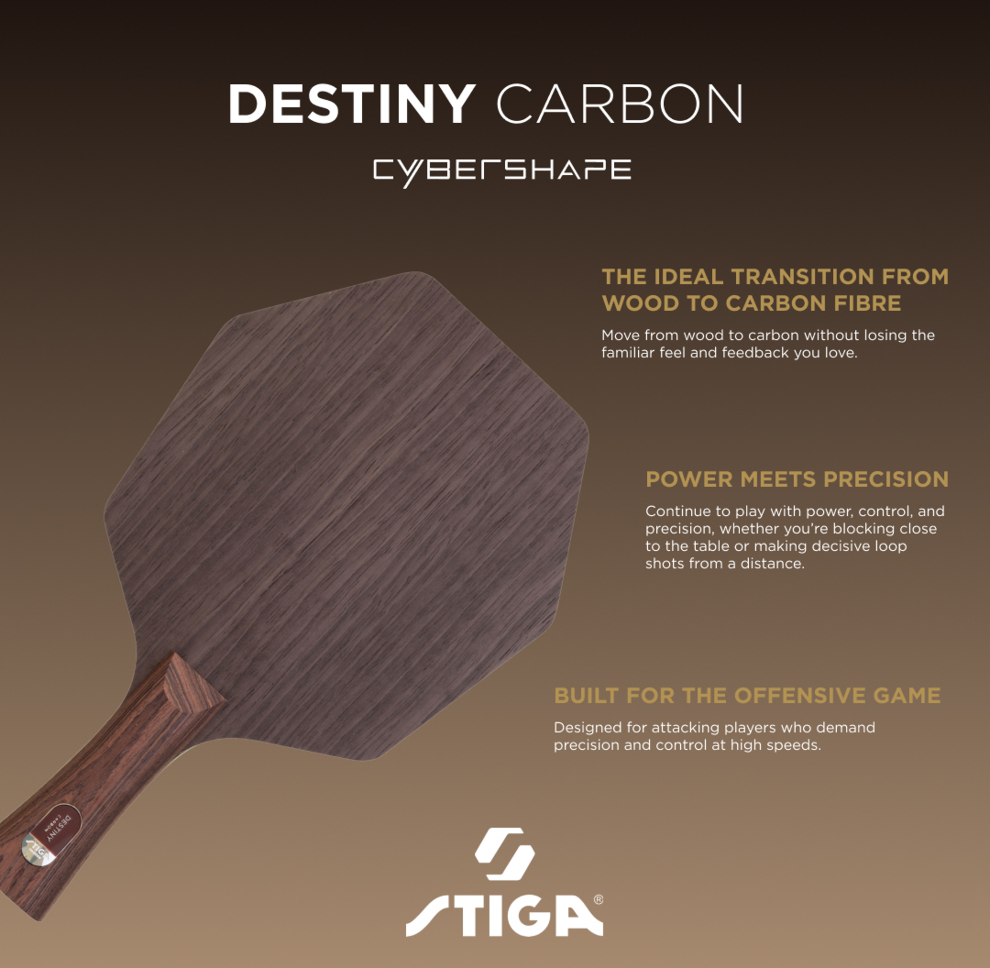 STIGA, Blade Destiny Carbon Cybershape - Classic