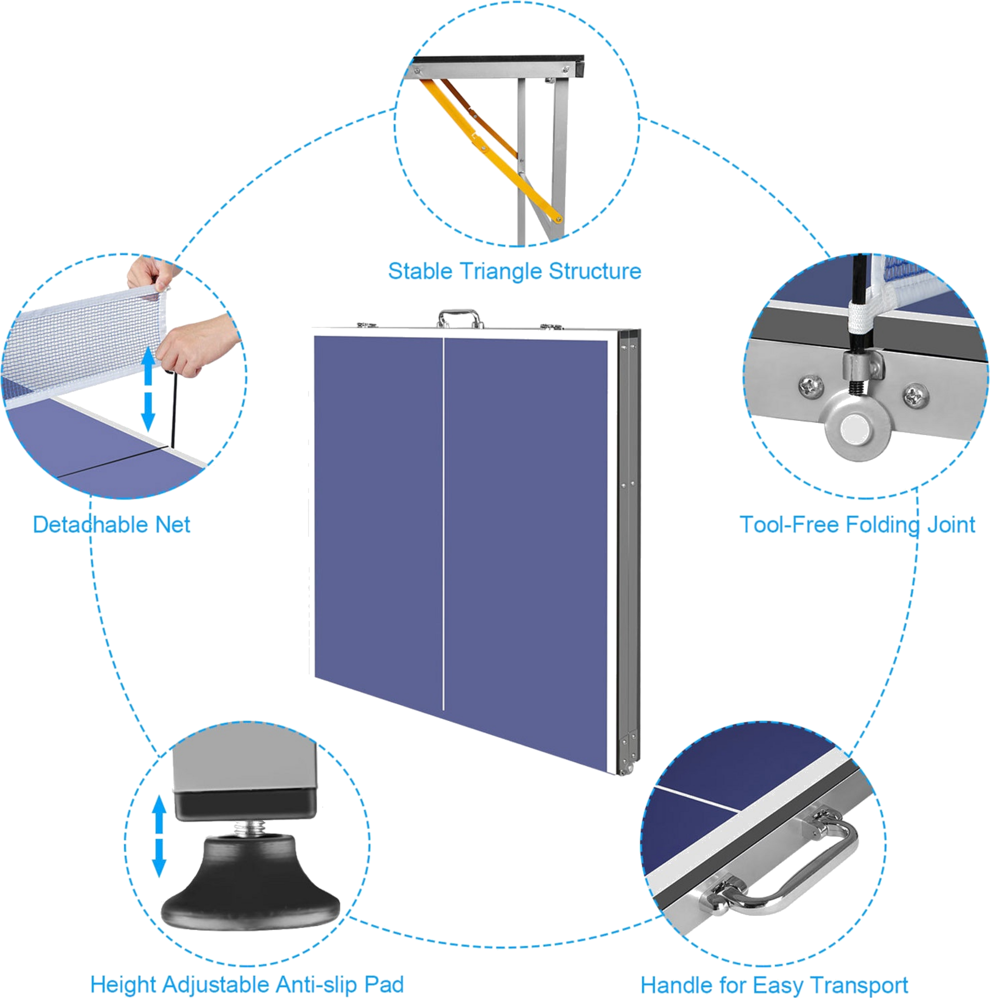 SPORTME, Bordtennisbord - F&auml;llbart 180x90x76cm
