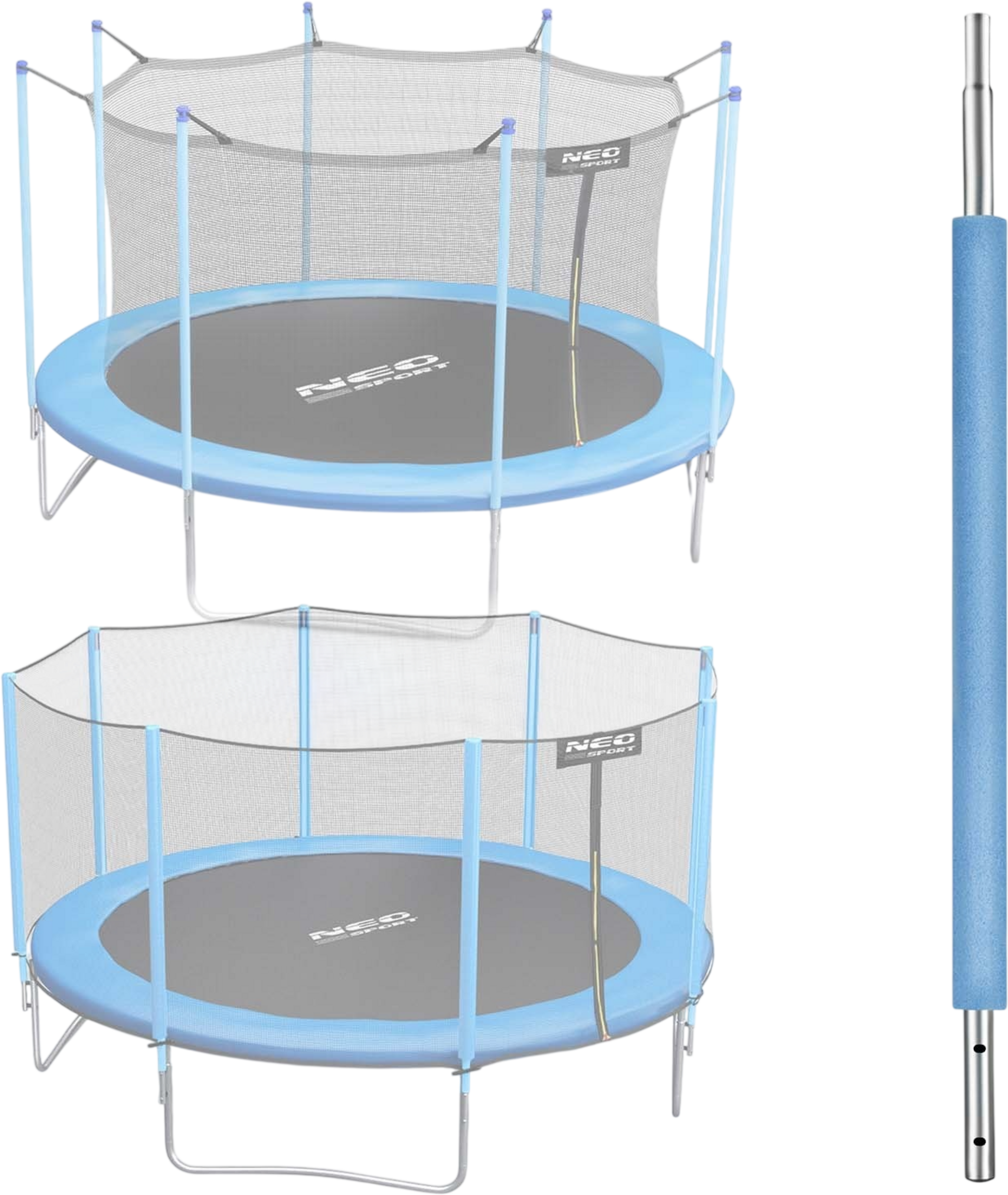 B2X, Bottom Pole For Trampoline With External And Internal Net 8-15 Ft Blue Neo-sport