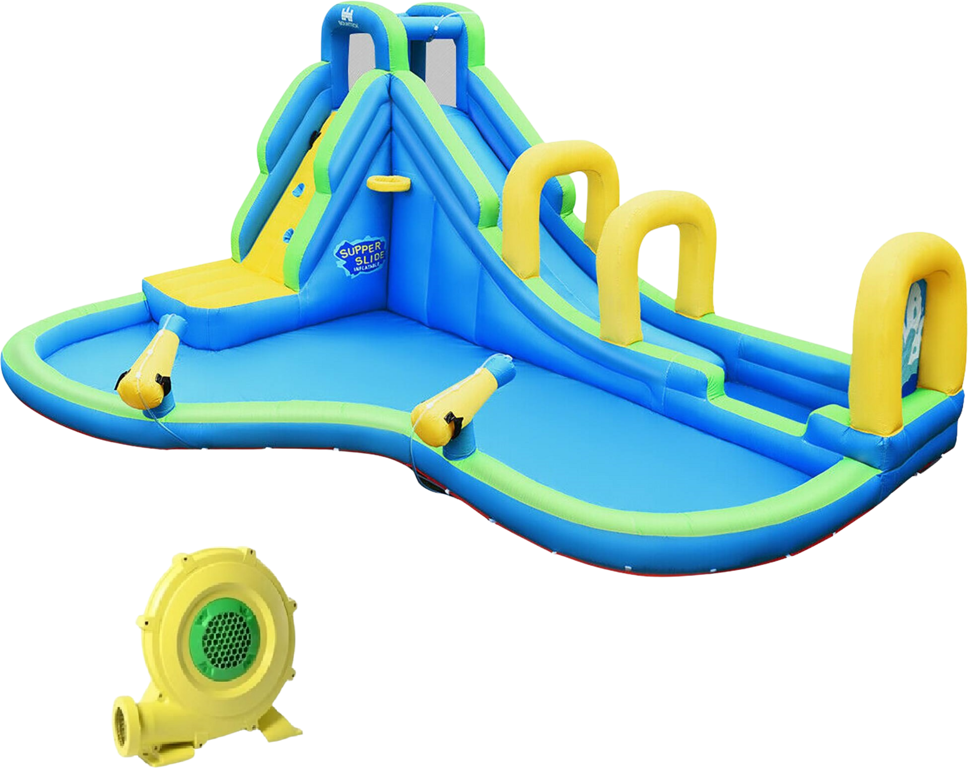 NORTHIX, Bouncy Castle Inflatable Water Slide With Blower 478x366x242cm