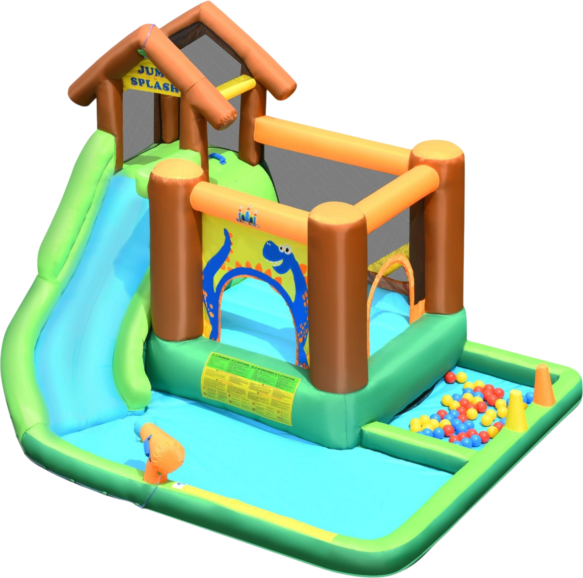B2X, Bouncy Castle With Blower Inflatable Water Slide Park With Slide 368 X 303 X 230 Cm Colorful