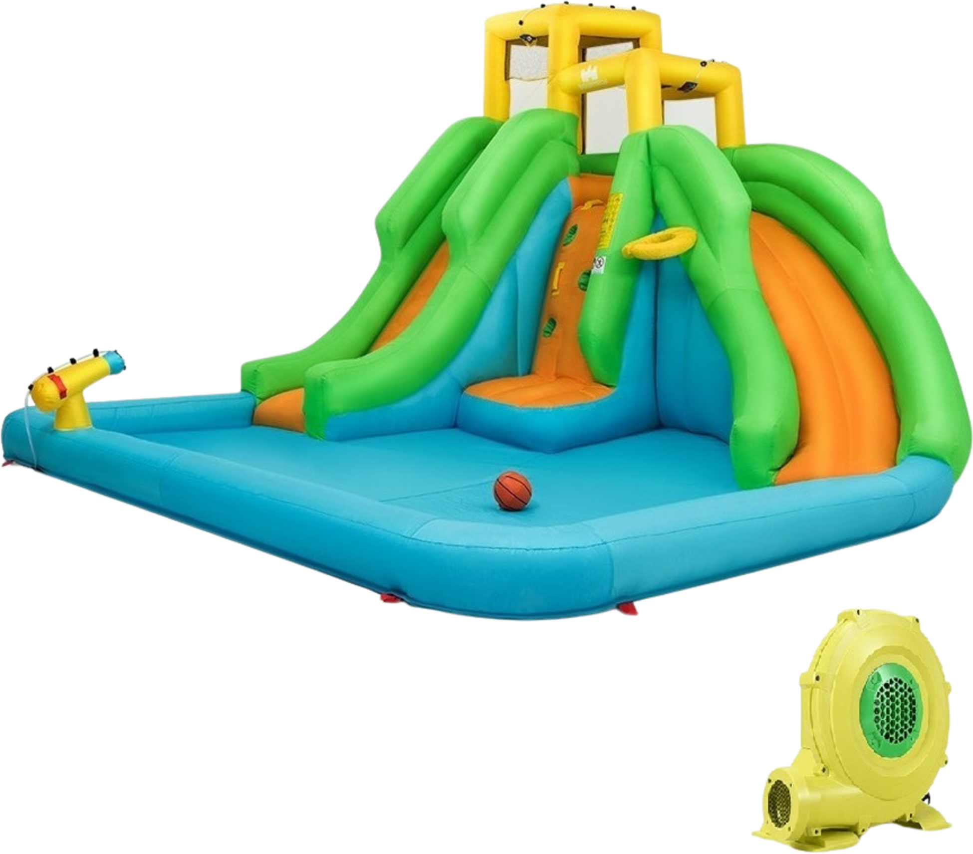 NORTHIX, Bouncy Castle With Blower Water Park With Two Slides 400 X 361 X 255 Cm (with 480w Air Blower)