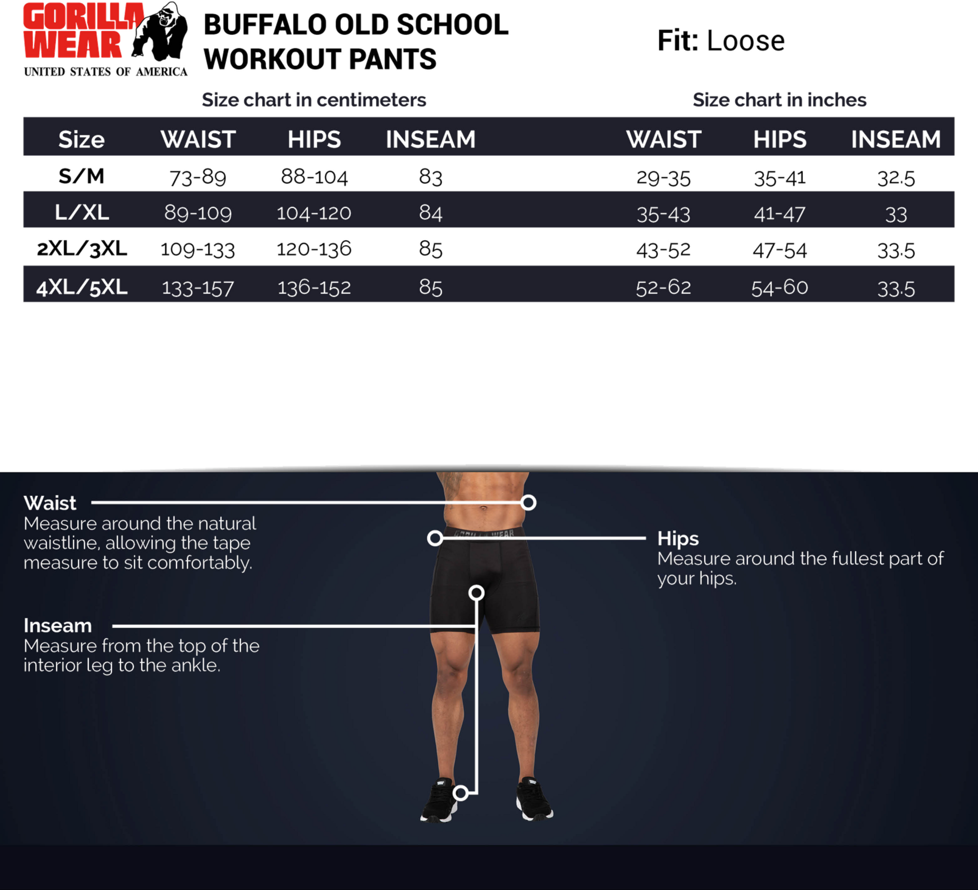 GORILLA WEAR, Buffalo Old School Workout Pants