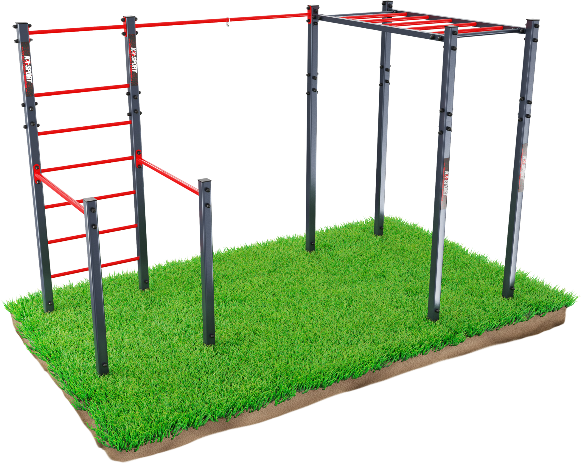 K-SPORT, Calisthenics-utrustning F&ouml;r Utomhusbruk Med Ribbstolar Och H&auml;ngande Stege