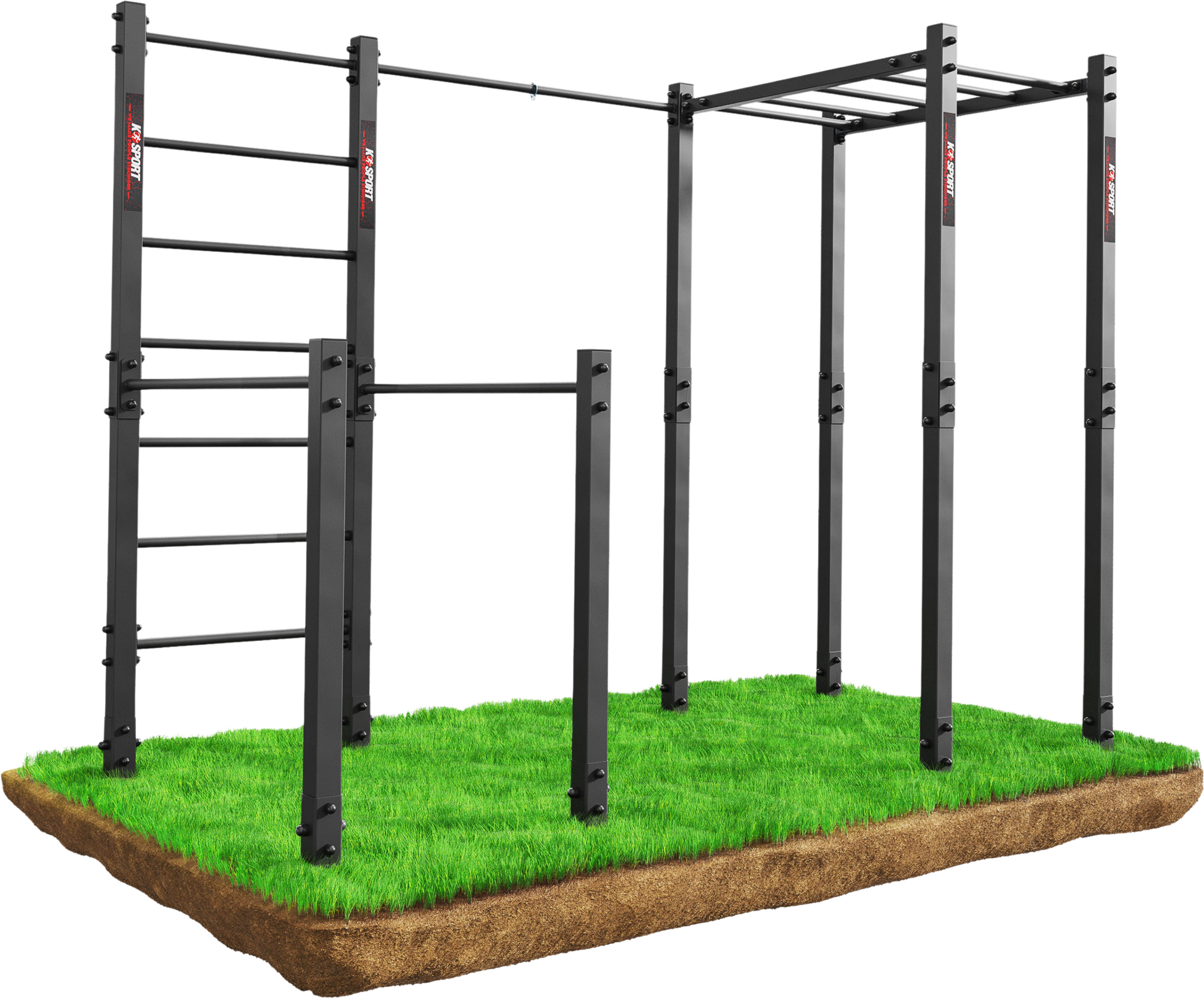 K-SPORT, Calisthenics-utrustning F&ouml;r Utomhusbruk Med Ribbstolar Och H&auml;ngande Stege