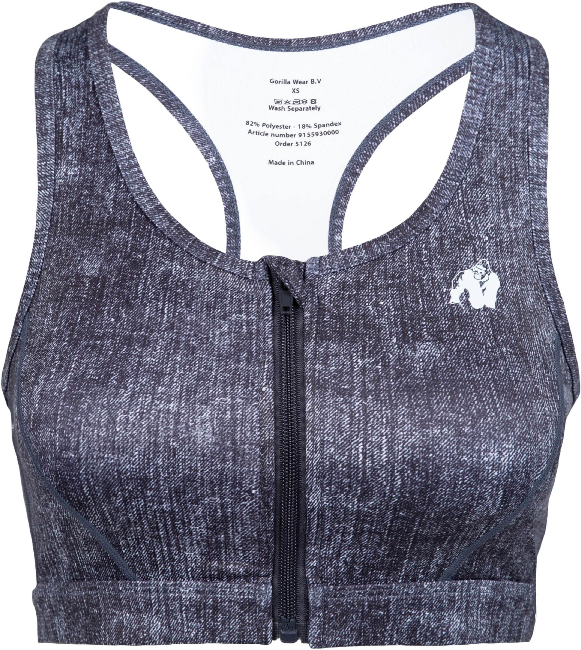GORILLA WEAR, Camilla Zip-front Sports Bra