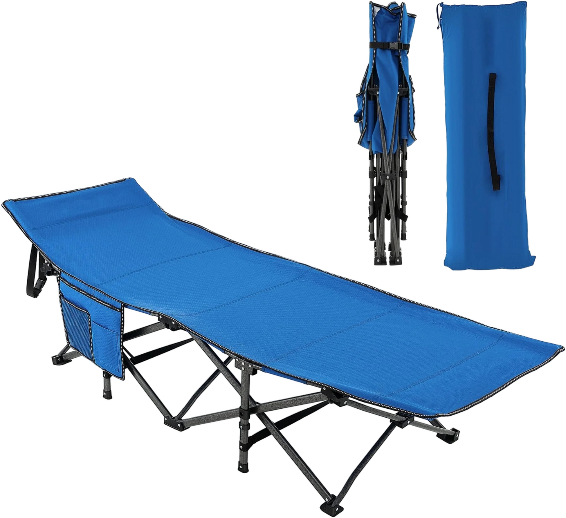 B2X, Camping Bed, Durable Travel Bed With Headrest, 190 X 70 X 54 Cm, Blue