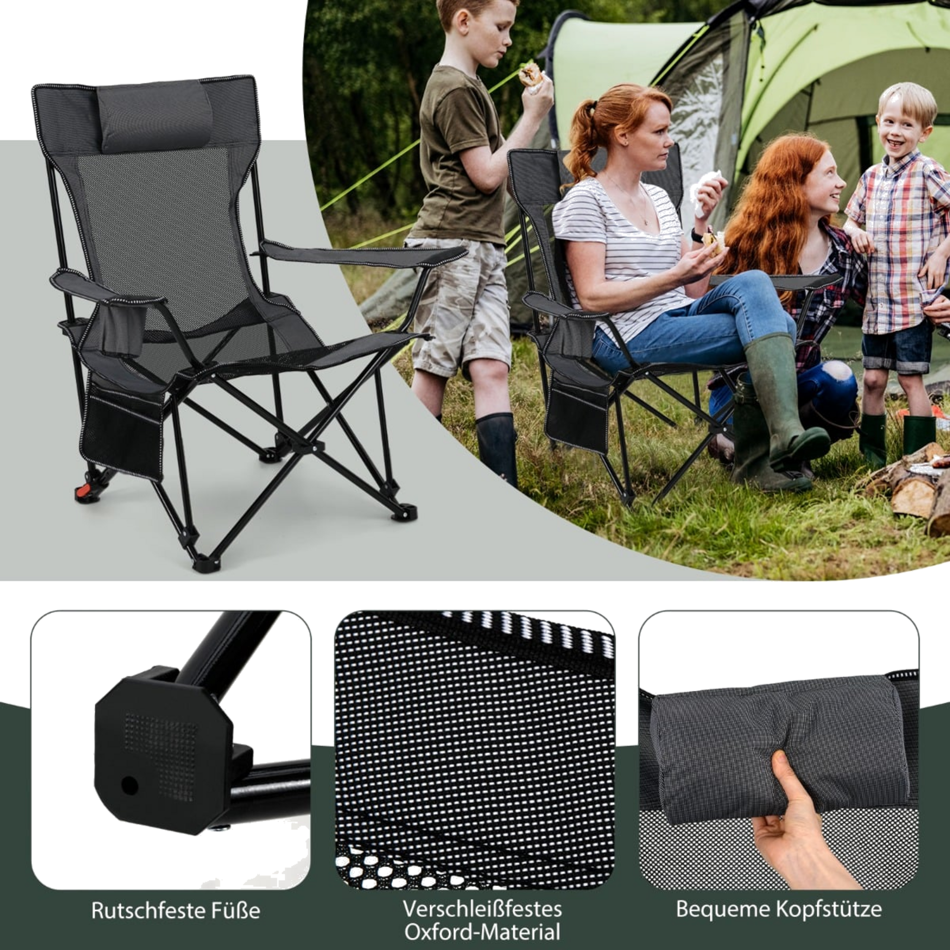 NORTHIX, Camping Chair With Adjustable Backrest And Footrest