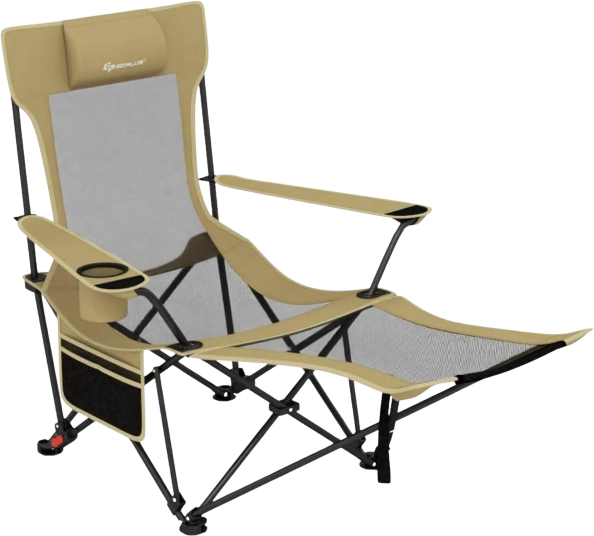 NORTHIX, Camping Chair With Adjustable Footrest  Backrest, Khaki