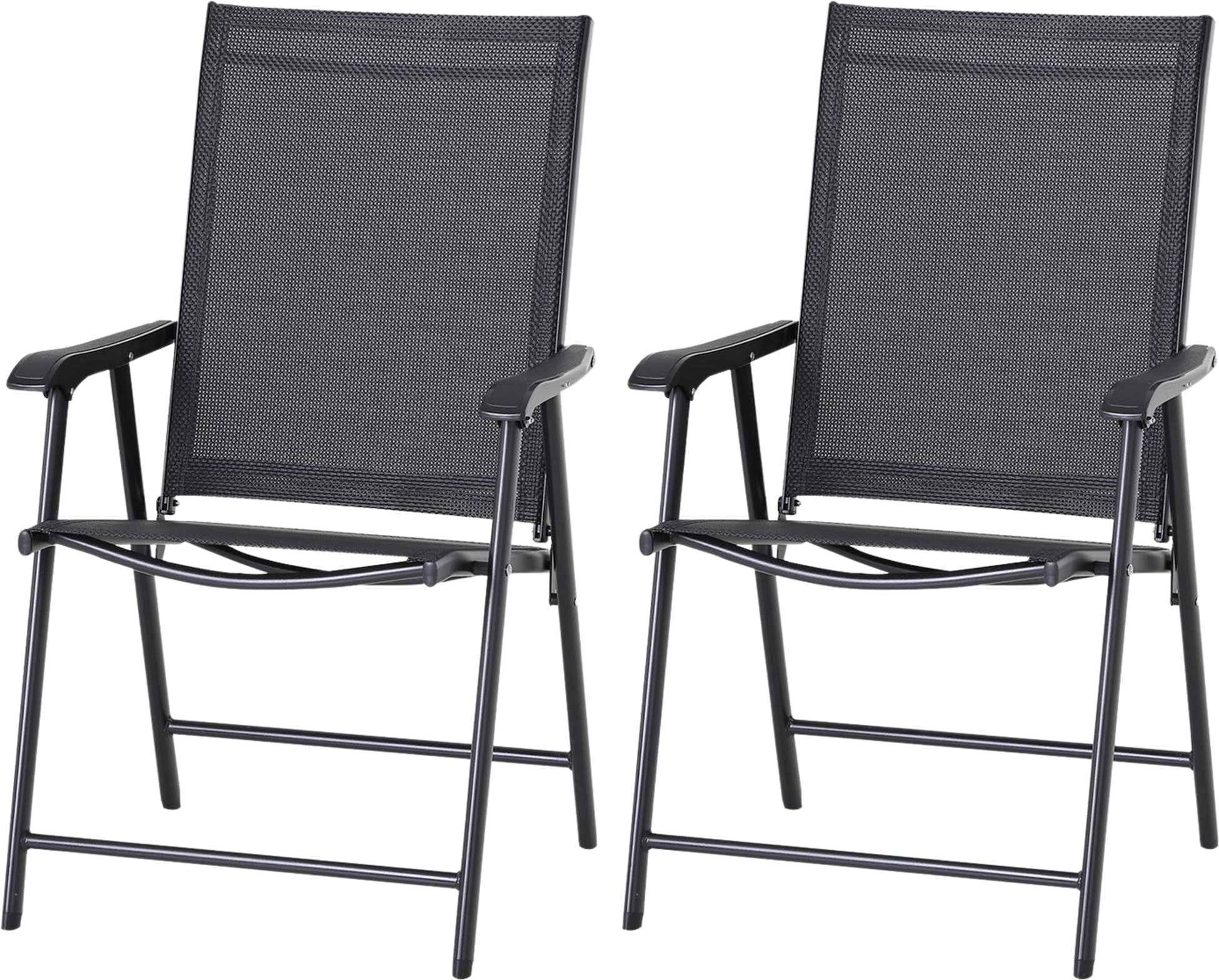 NORTHIX, Camping Chairs Set Of 2 Folding Chair Armrest Fishing Chair Metal Black 58x64x94cm