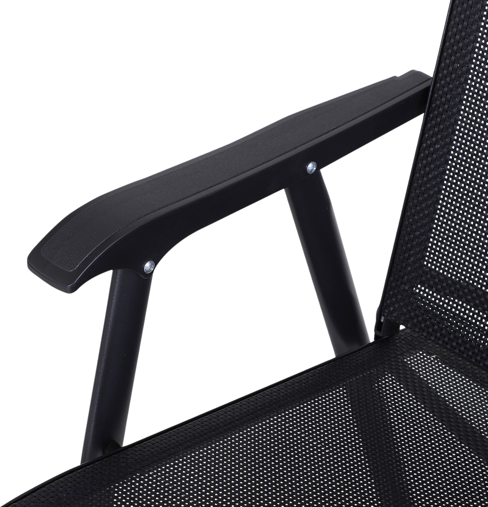 NORTHIX, Camping Chairs Set Of 2 Folding Chair Armrest Fishing Chair Metal Black 58x64x94cm