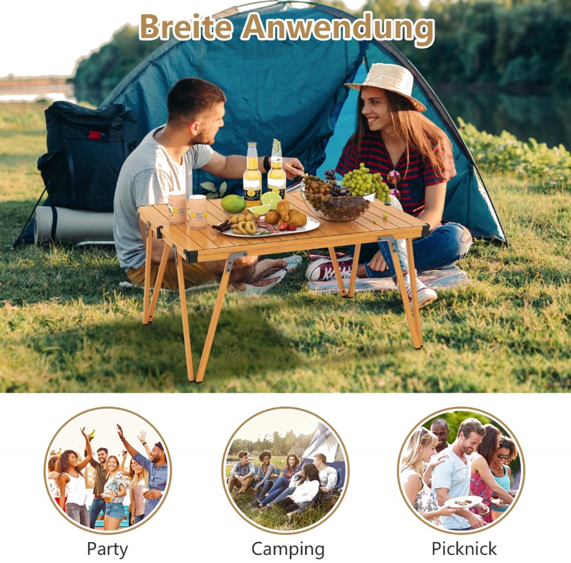 NORTHIX, Camping Table, Waterproof Top, Portable, 80kg Capacity