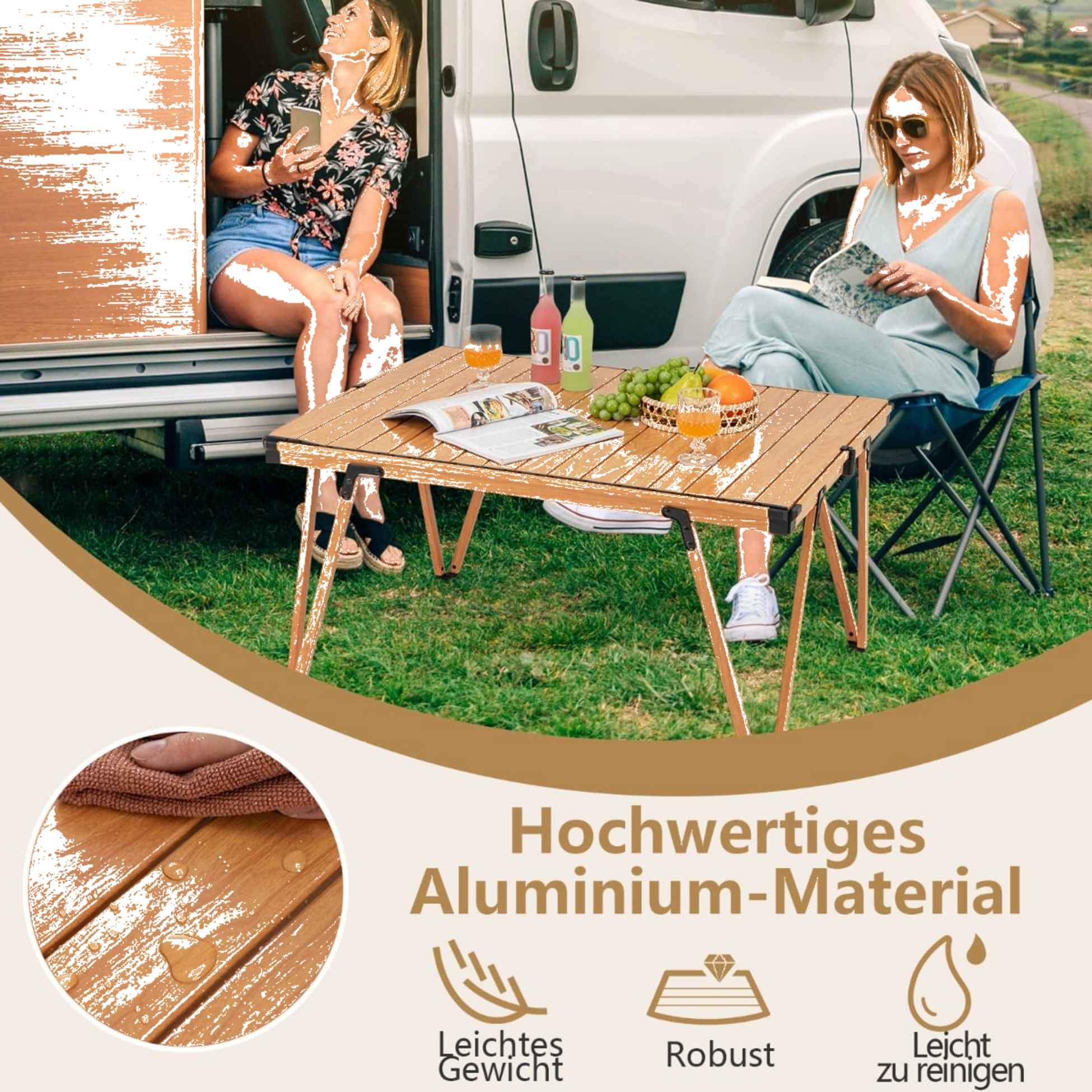 NORTHIX, Camping Table, Waterproof Top, Portable, 80kg Capacity