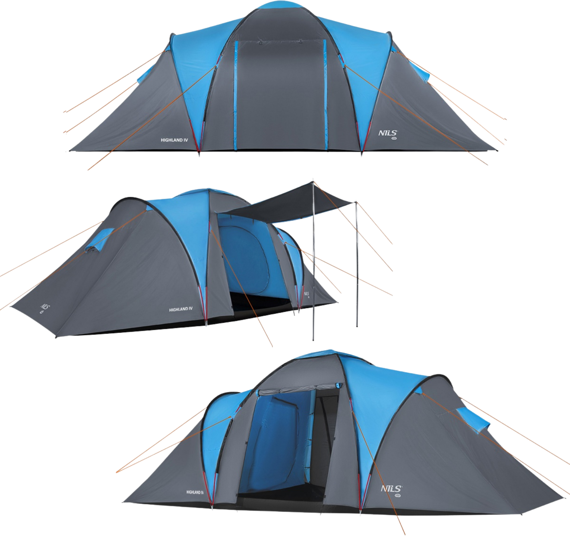 NORTHIX, Camping Tent, 4-person, Blue-gray
