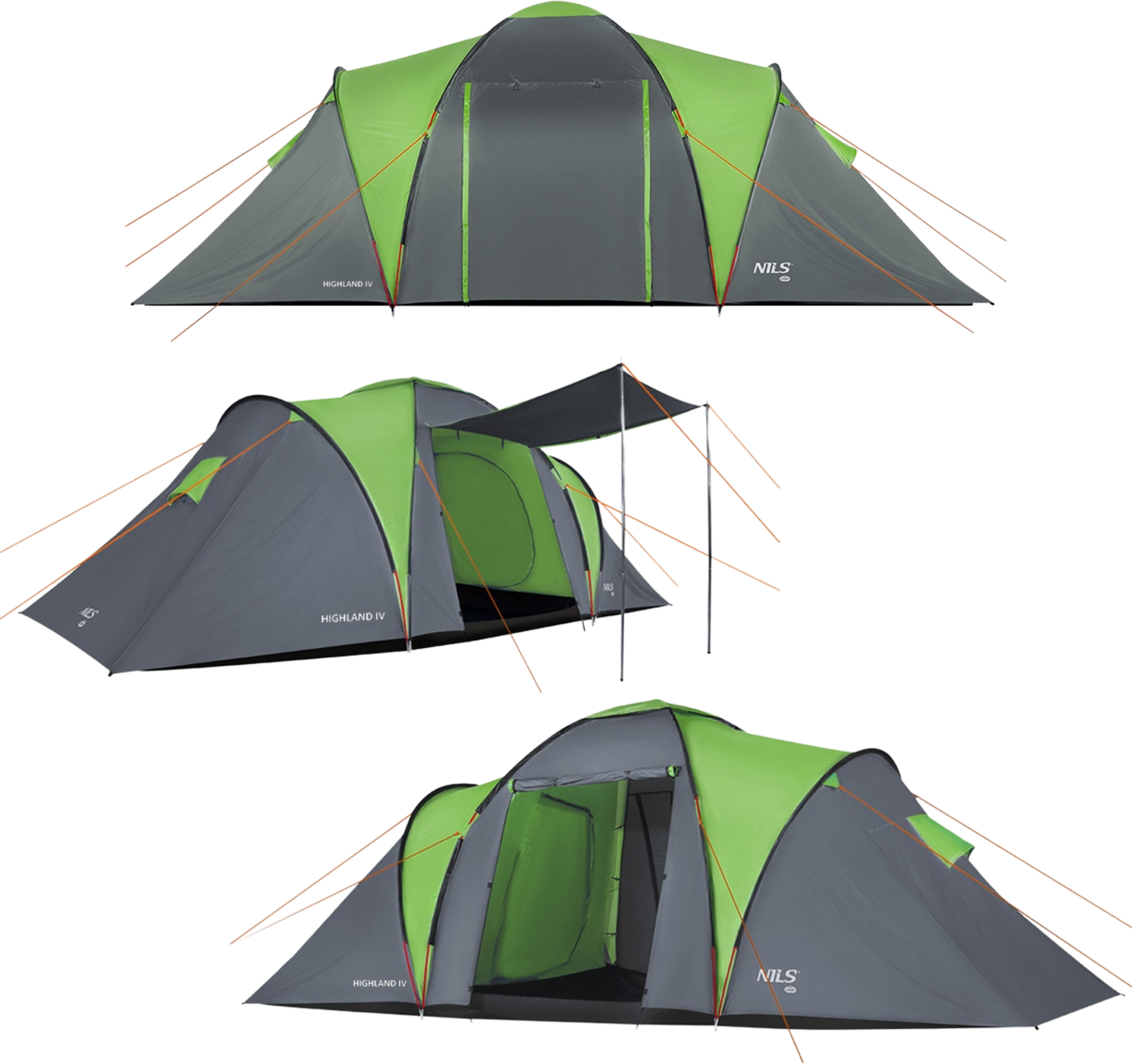 NORTHIX, Camping Tent, 4-person, Green-gray, Waterproof