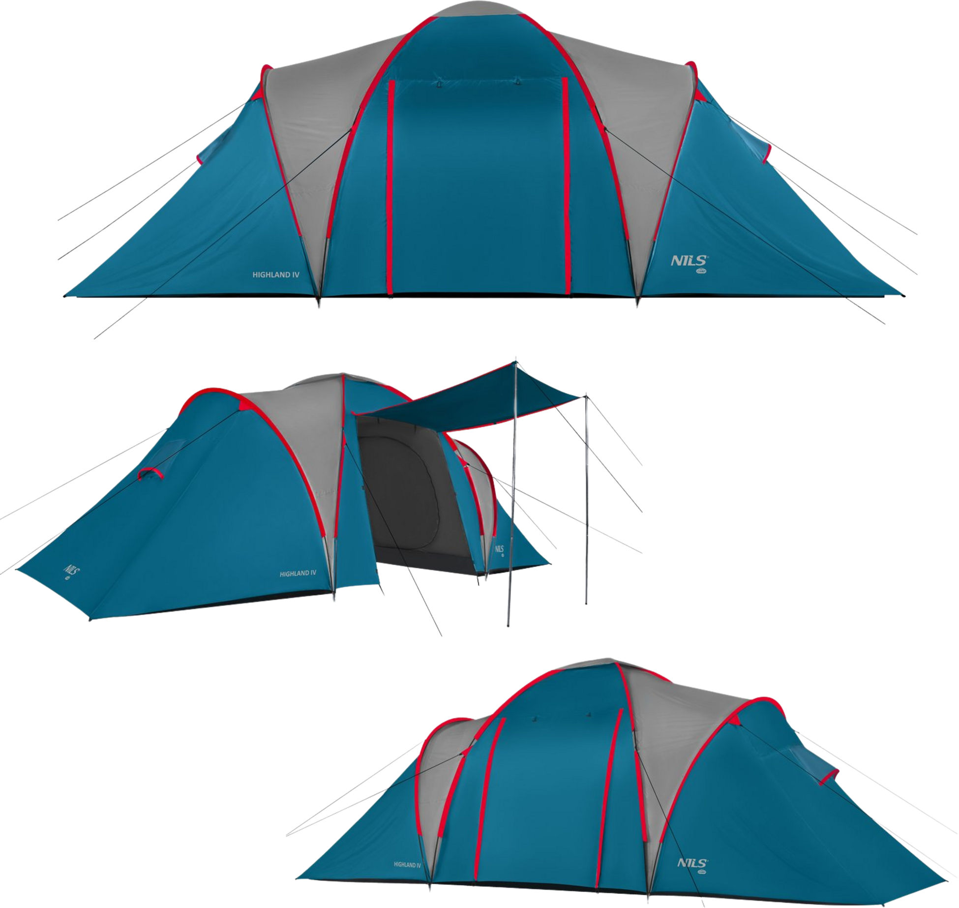 NORTHIX, Camping Tent, Blue/light Gray, 4-person