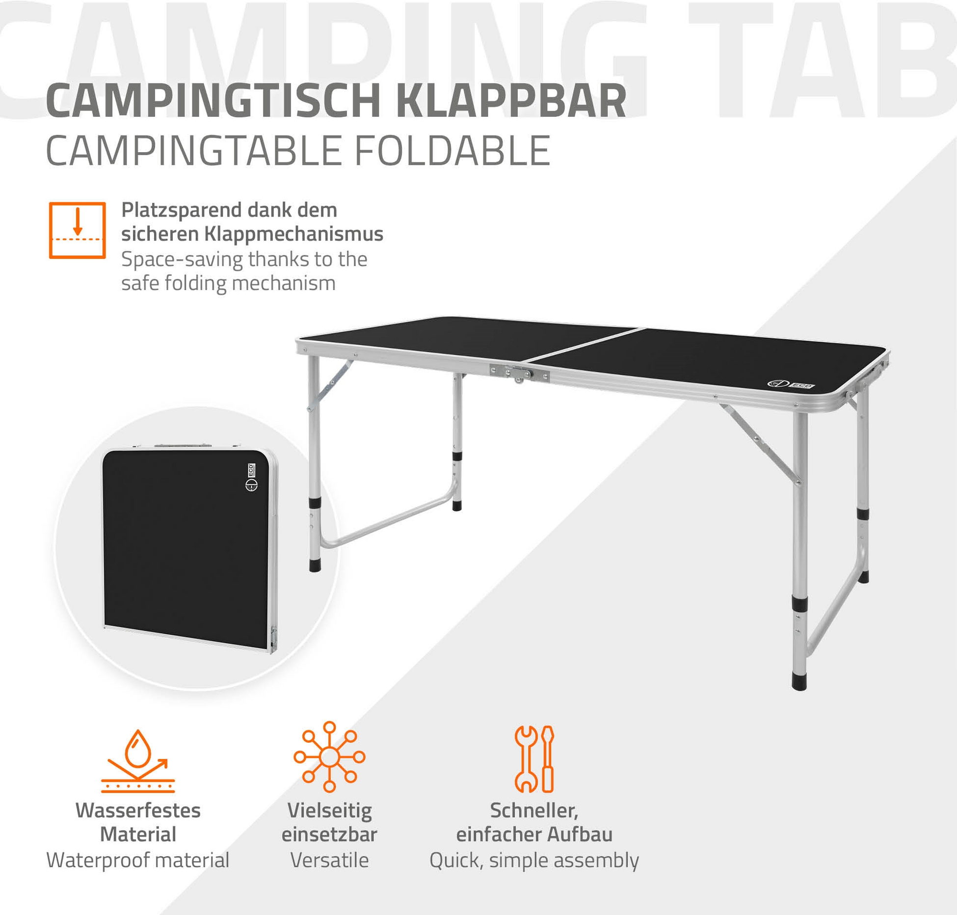 ECD GERMANY, Campingbord Med Bärhandtag