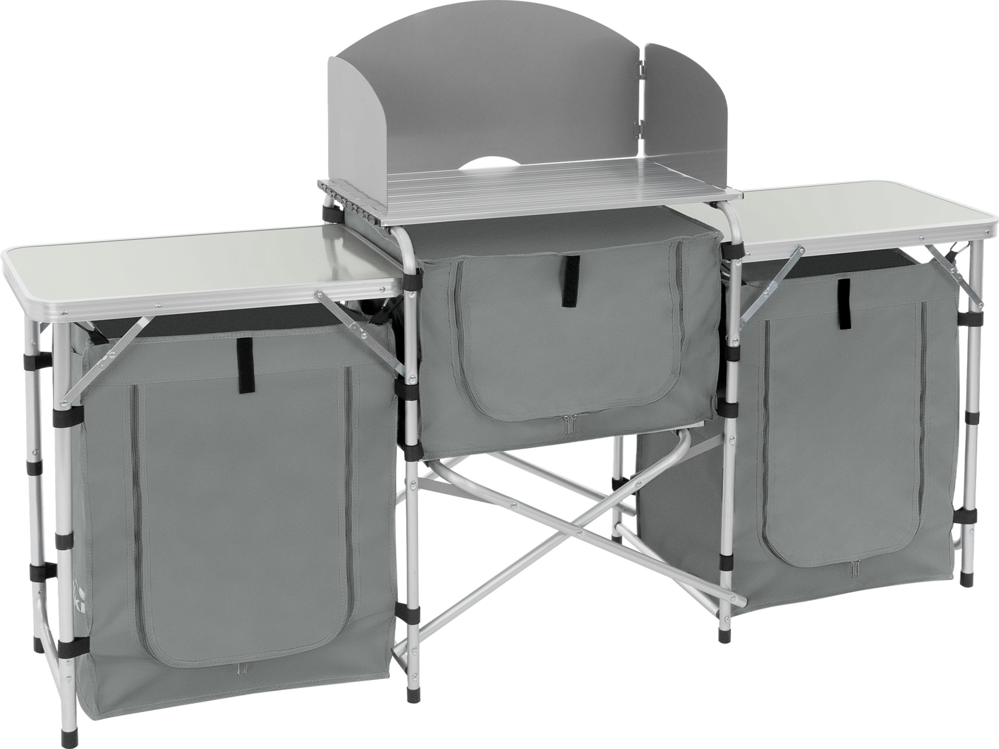 HAUKI, Campingkök Hopfällbart Med Bärväska Grå Aluminium Inkl. Bänkskiva Hauki