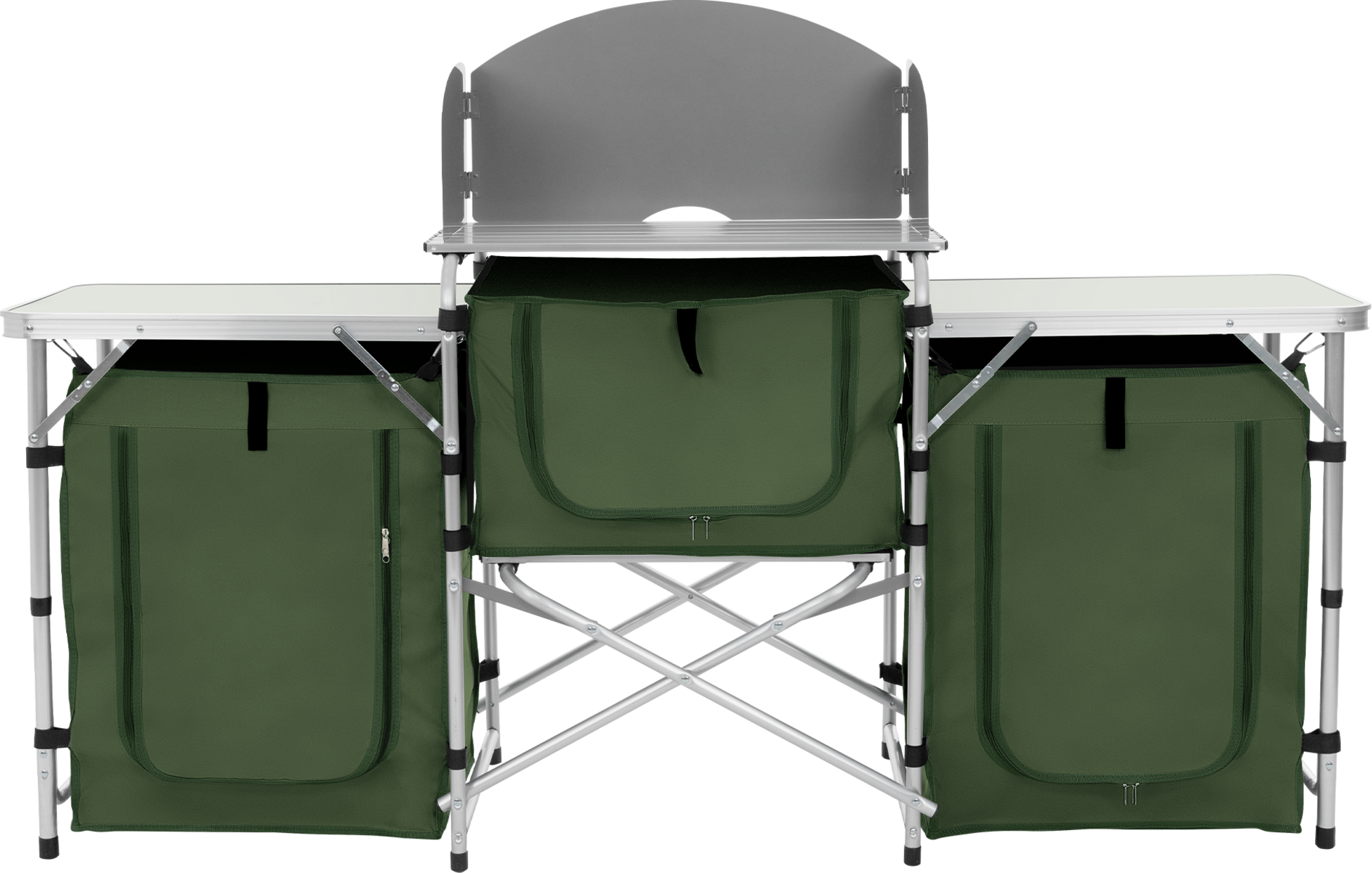 HAUKI, Campingkök Hopfällbart Med Bärväska Khaki Tillverkat Av Aluminium Inkl. Bänkskiva Hauki