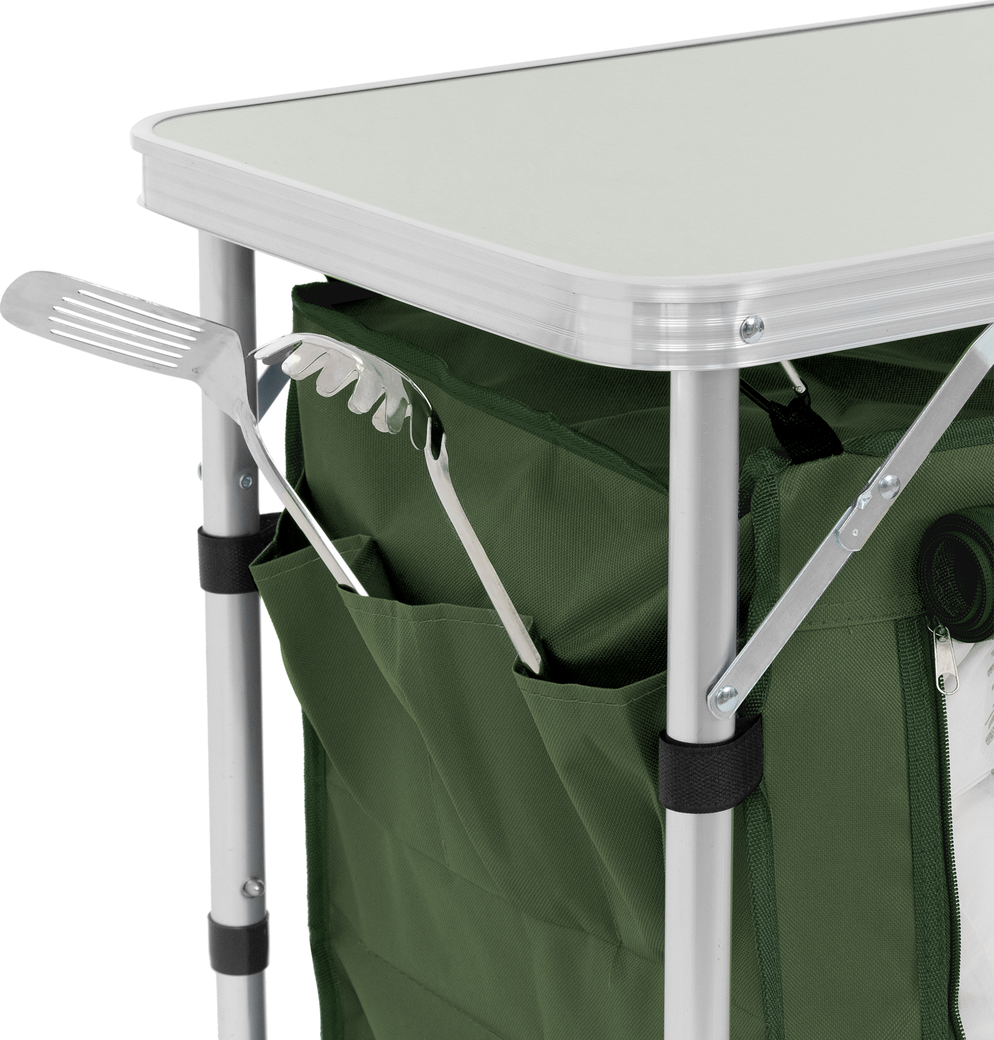 HAUKI, Campingkök Hopfällbart Med Bärväska Khaki Tillverkat Av Aluminium Inkl. Bänkskiva Hauki