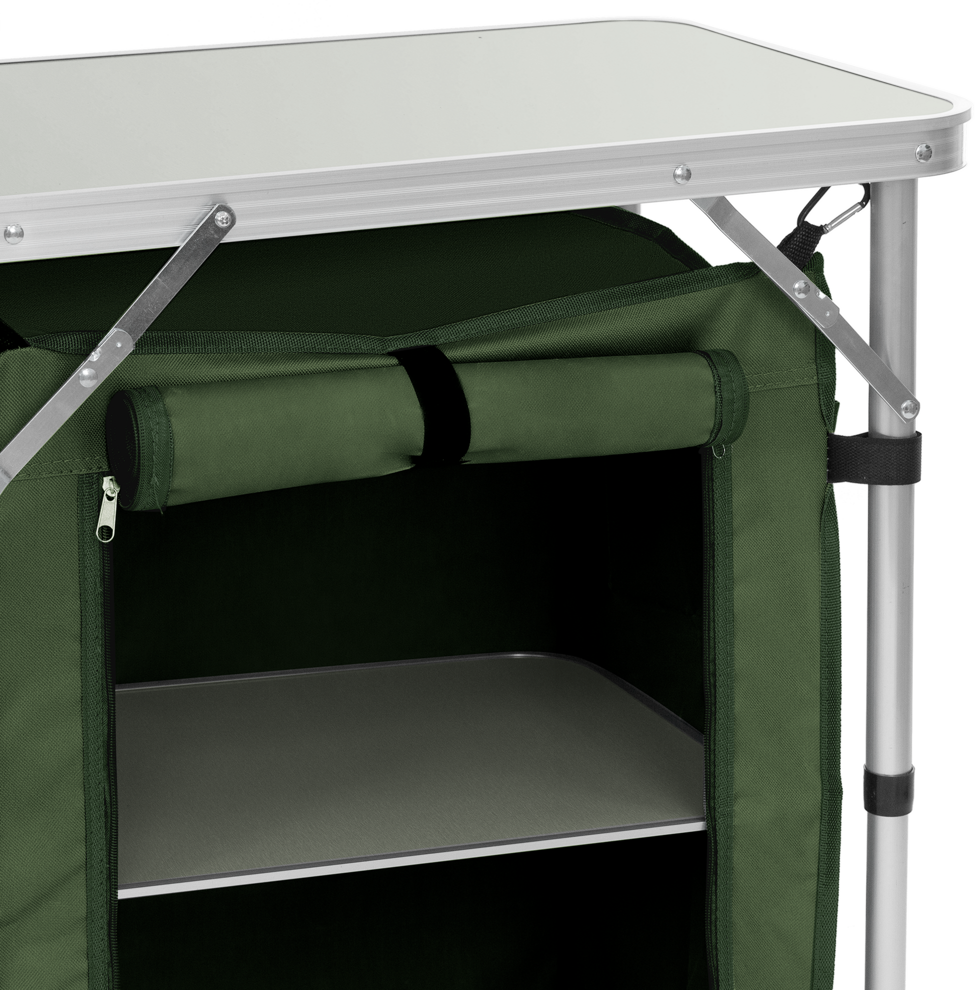 HAUKI, Campingkök Hopfällbart Med Bärväska Khaki Tillverkat Av Aluminium Inkl. Bänkskiva Hauki