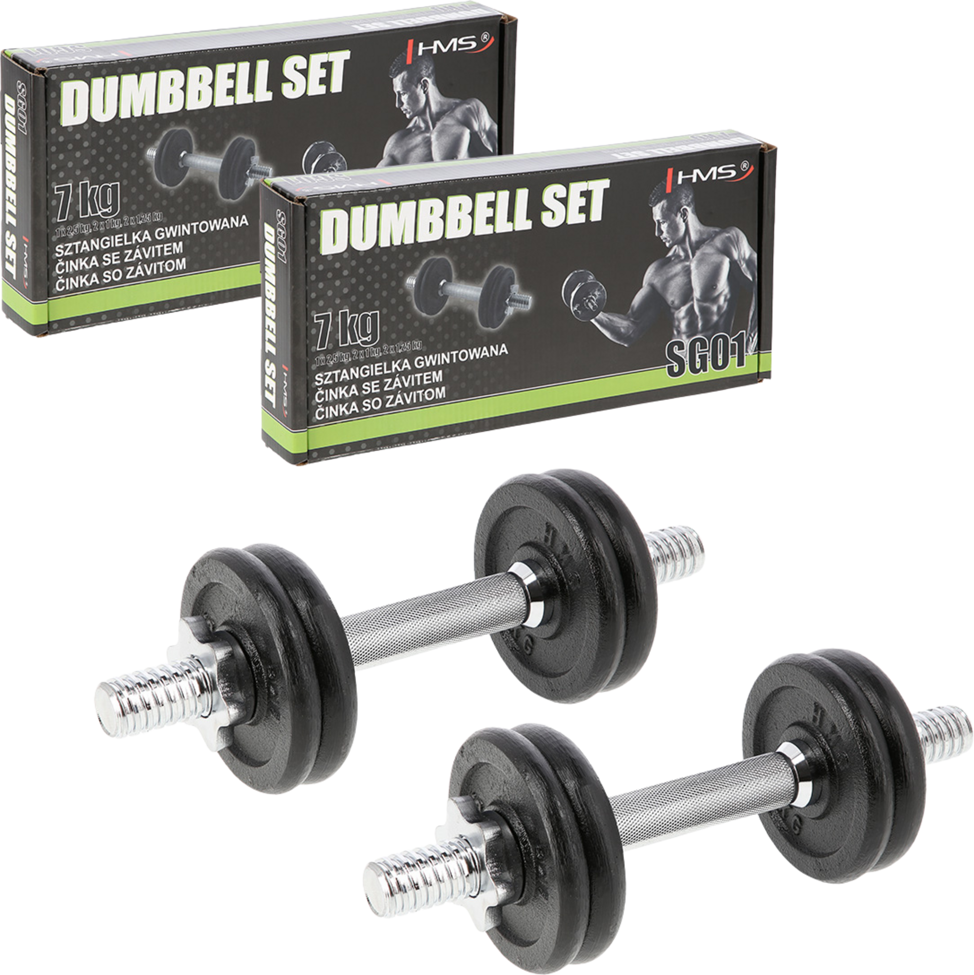 NORTHIX, Cast Iron Dumbbells, 2x7kg, Set Of 2