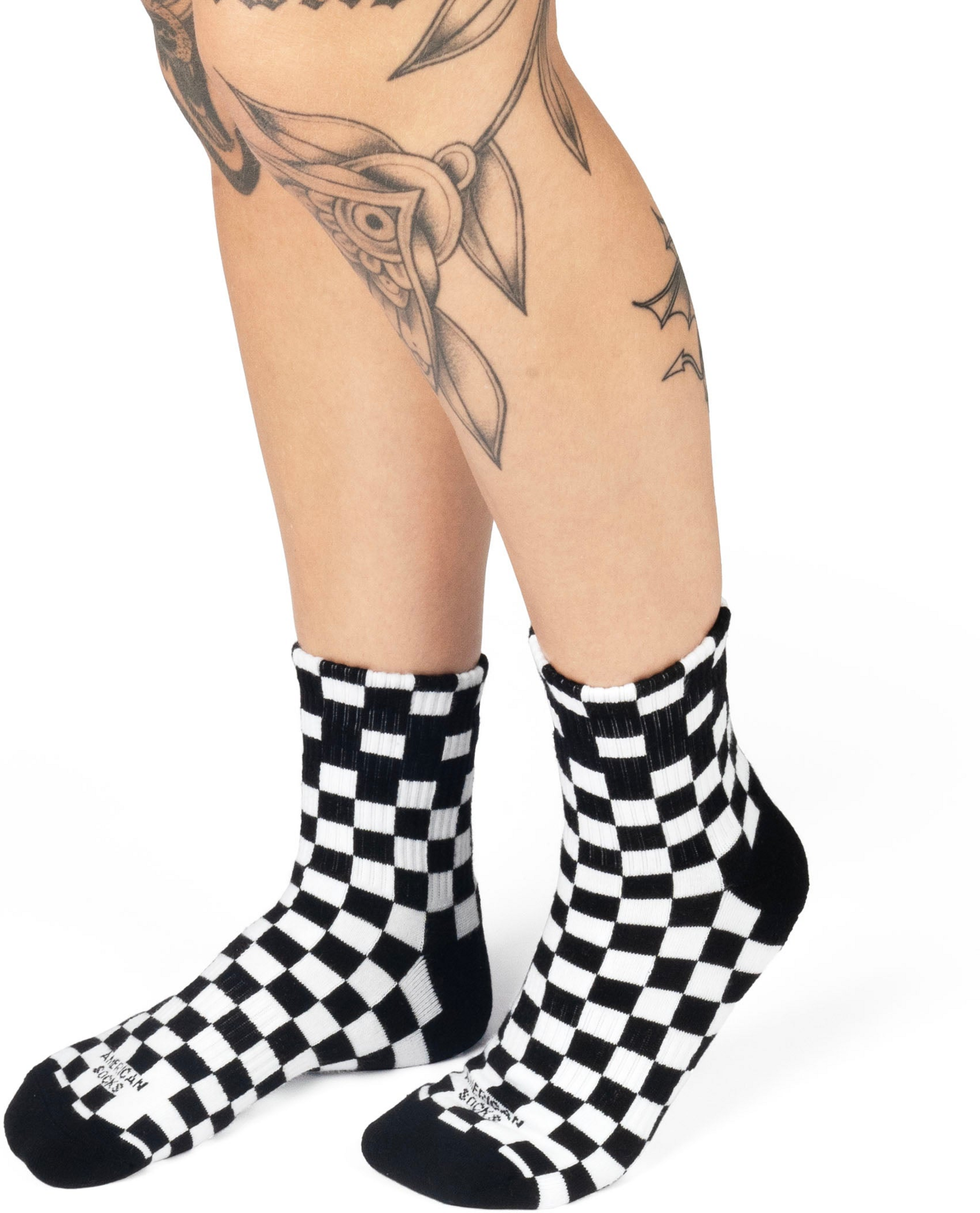 AMERICAN SOCKS, Checkerboard B/w - Ankle High