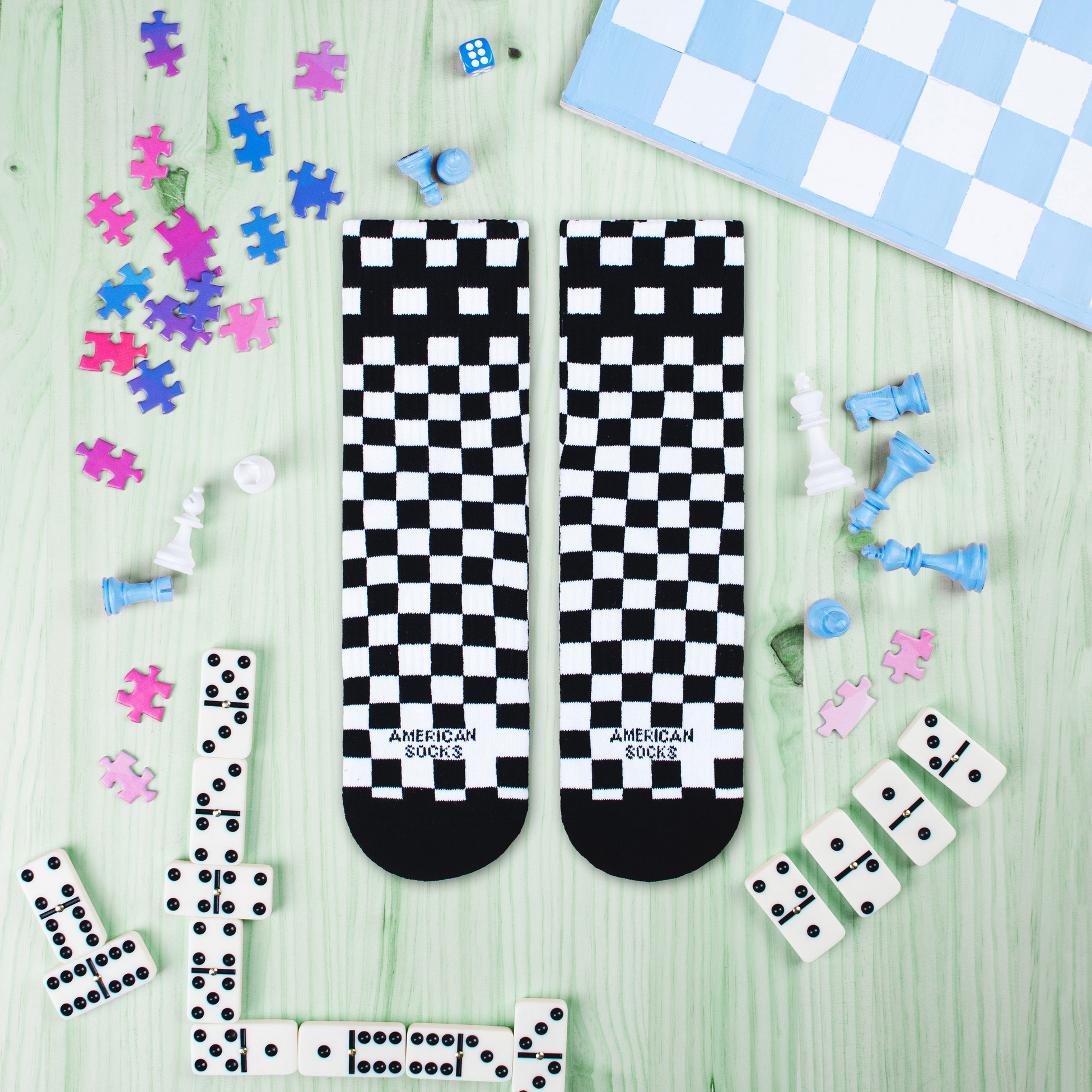 AMERICAN SOCKS, Checkerboard B/w - Ankle High