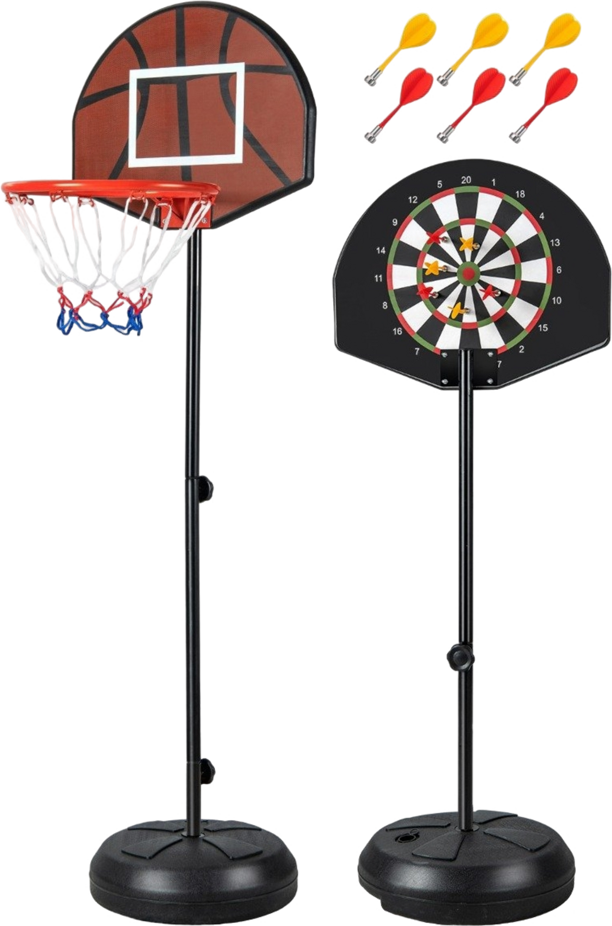 B2X, Children's Basketball Hoop With Dartboard  6 Darts Basketball Stand Black