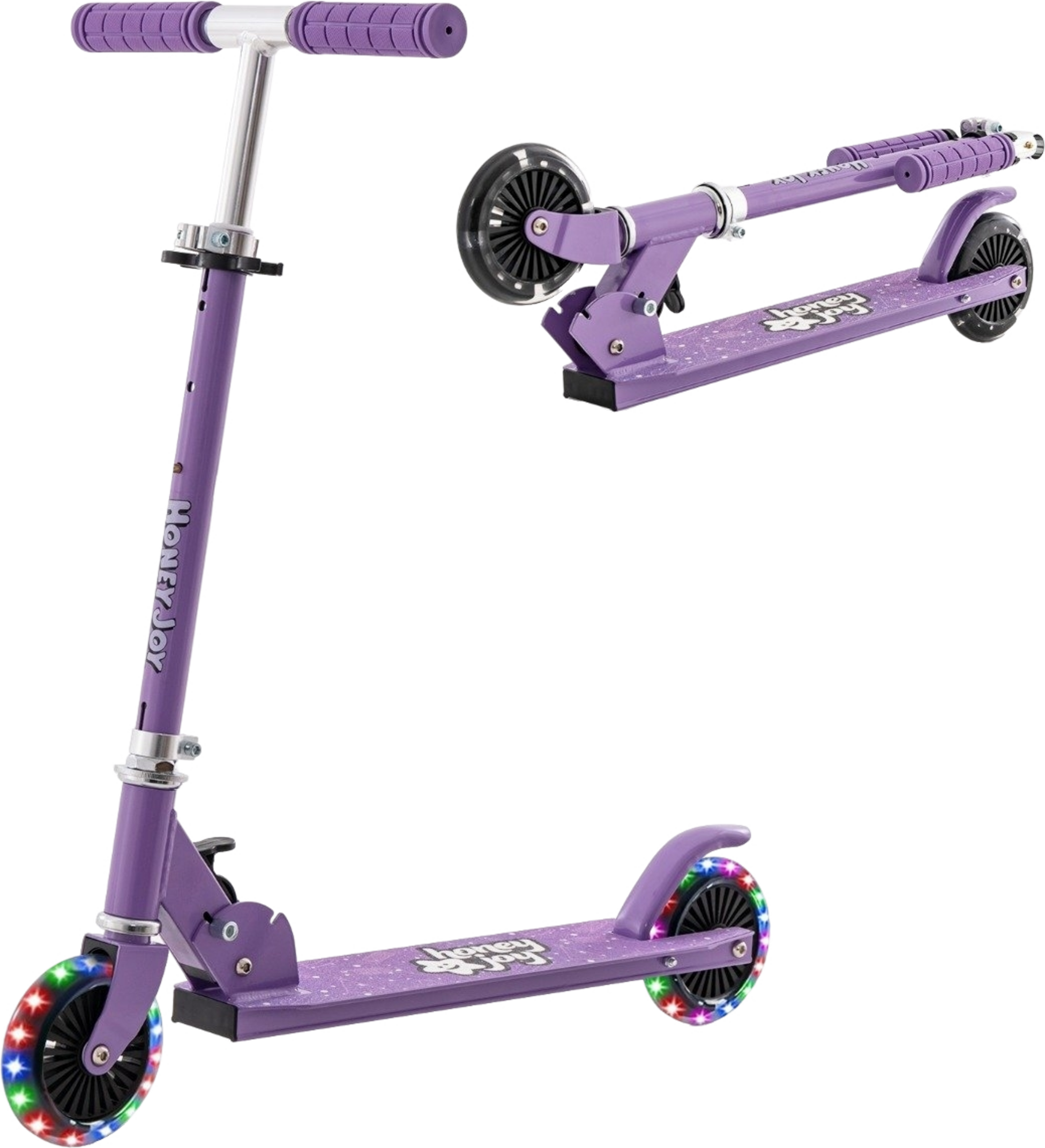 NORTHIX, Children's Scooter With Led Wheels, Height Adjustable, Children's Scooter, City Scooter, Purple