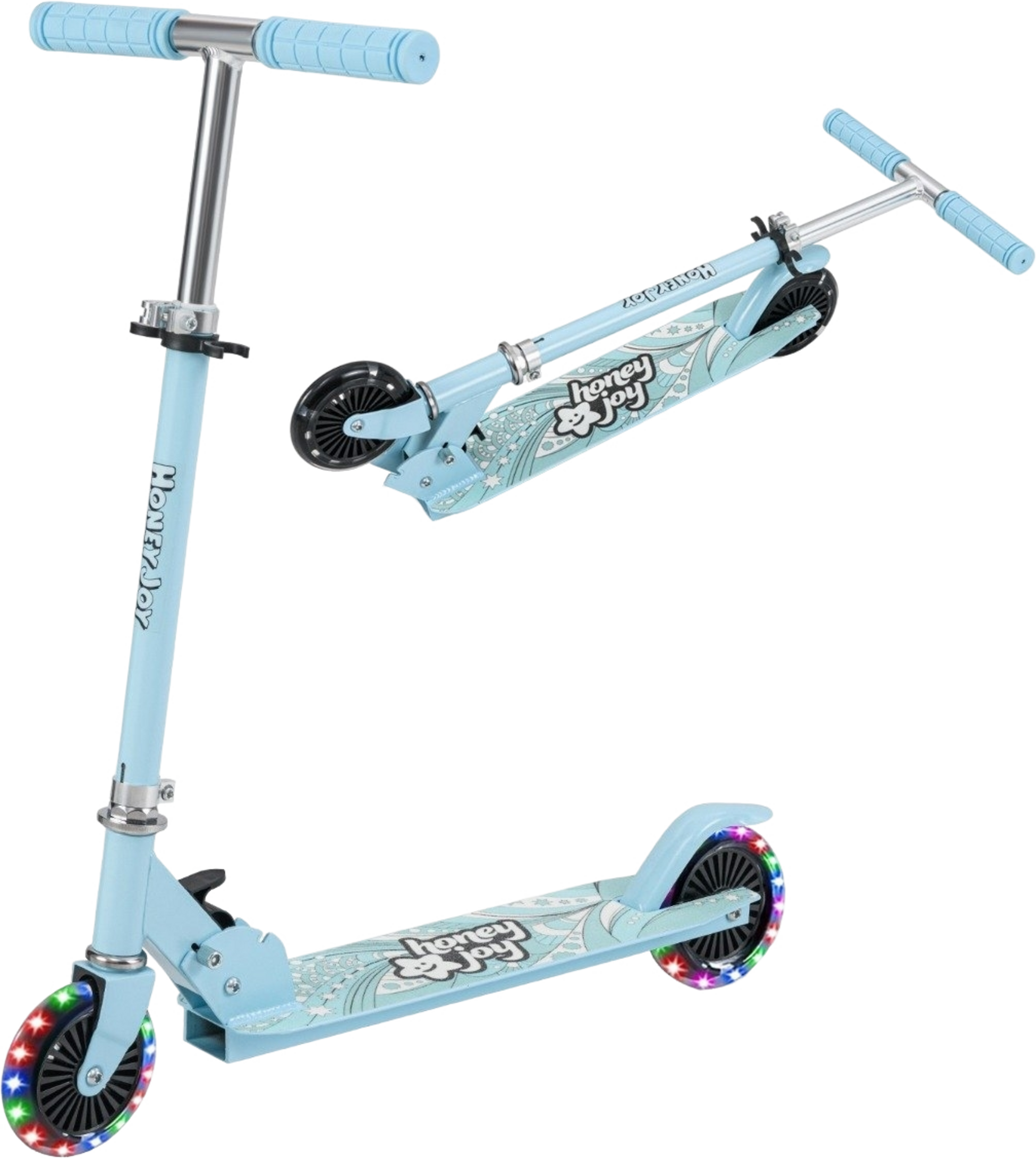 B2X, Children's Scooter With Led Wheels And Foldable Handlebars, Height Adjustable, Children's Scooter, L