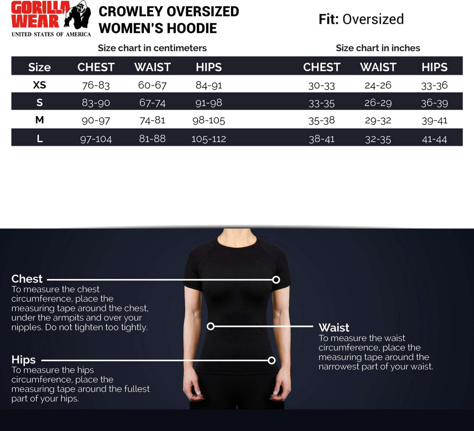 GORILLA WEAR, Crowley Oversized Women's Hoodie