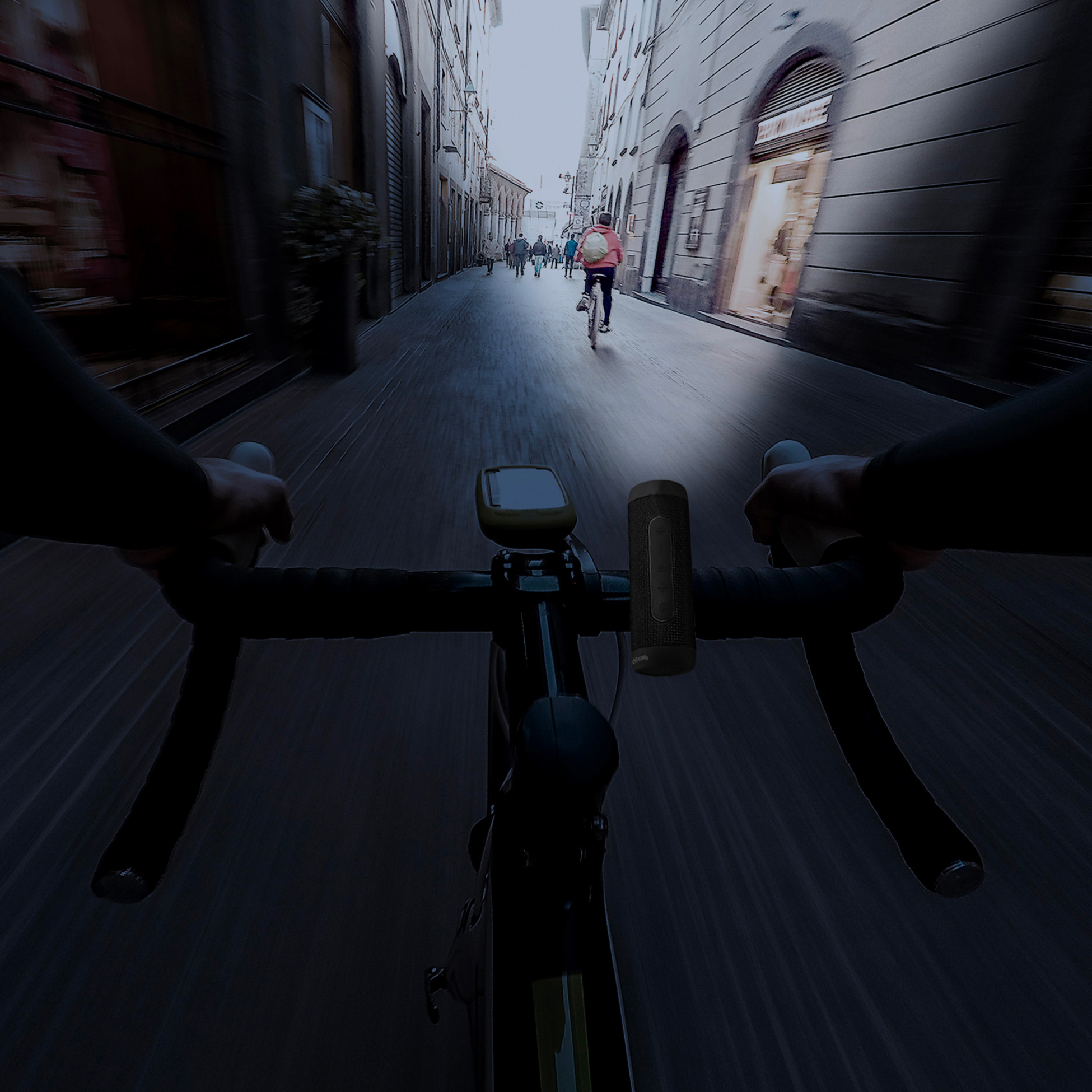 CELLY, Cykellampa Med H&ouml;gtalare/powerbank