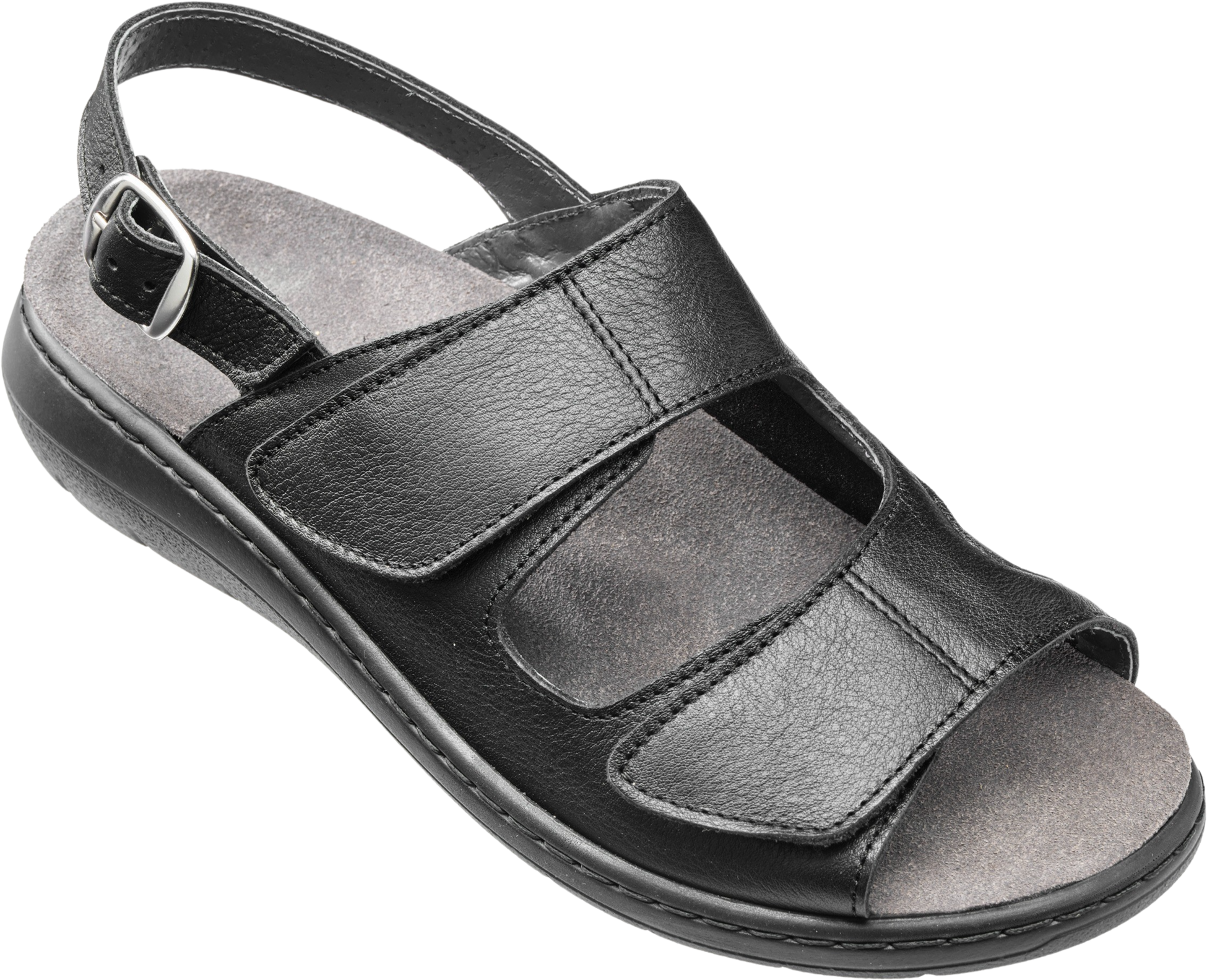 EMBLA, Damsandal Svart - Elastisk Insida - Ergoflex