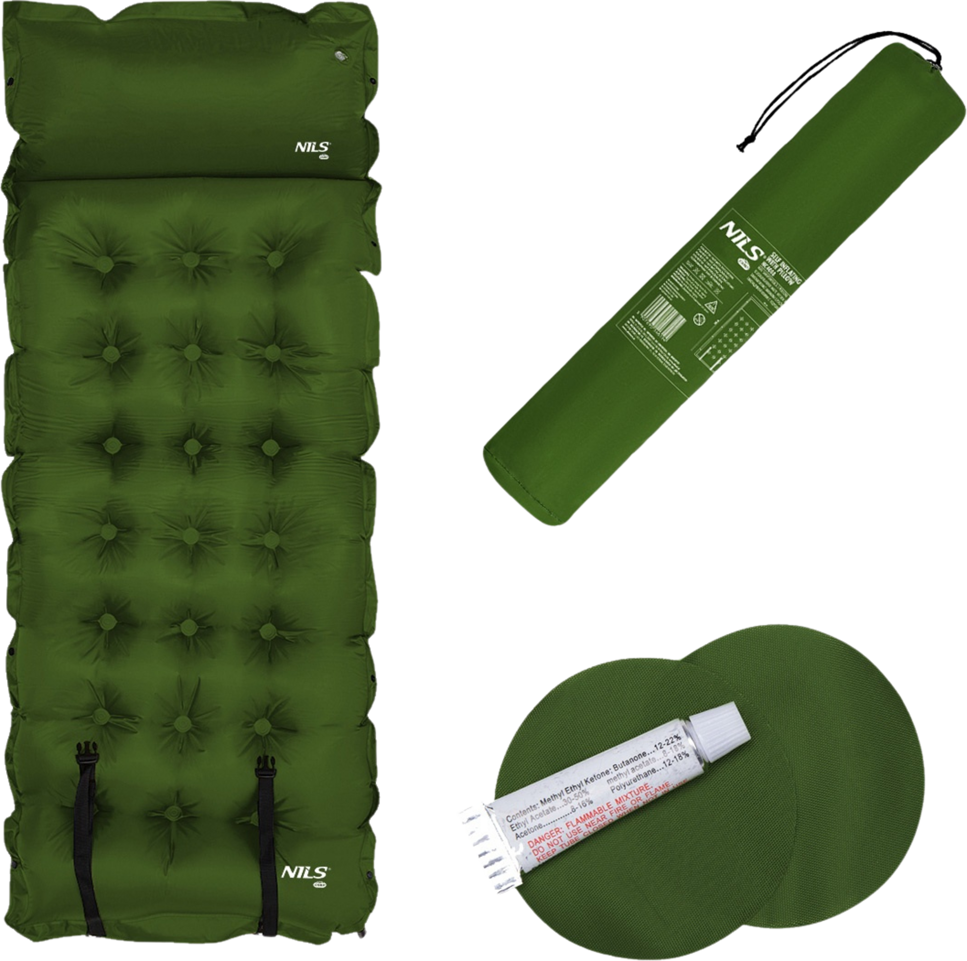 NORTHIX, Dark Green Self-inflating Camping Mat, Compact