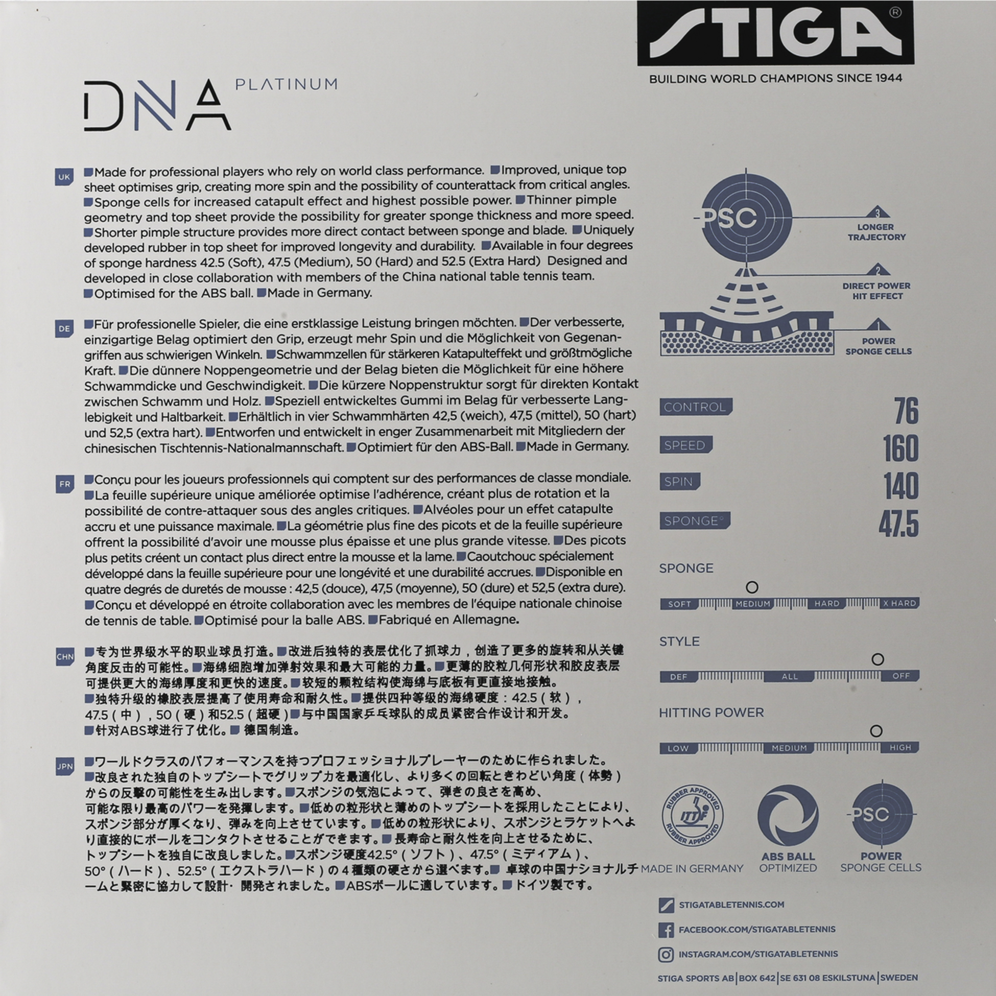 STIGA, Dna Platinum M