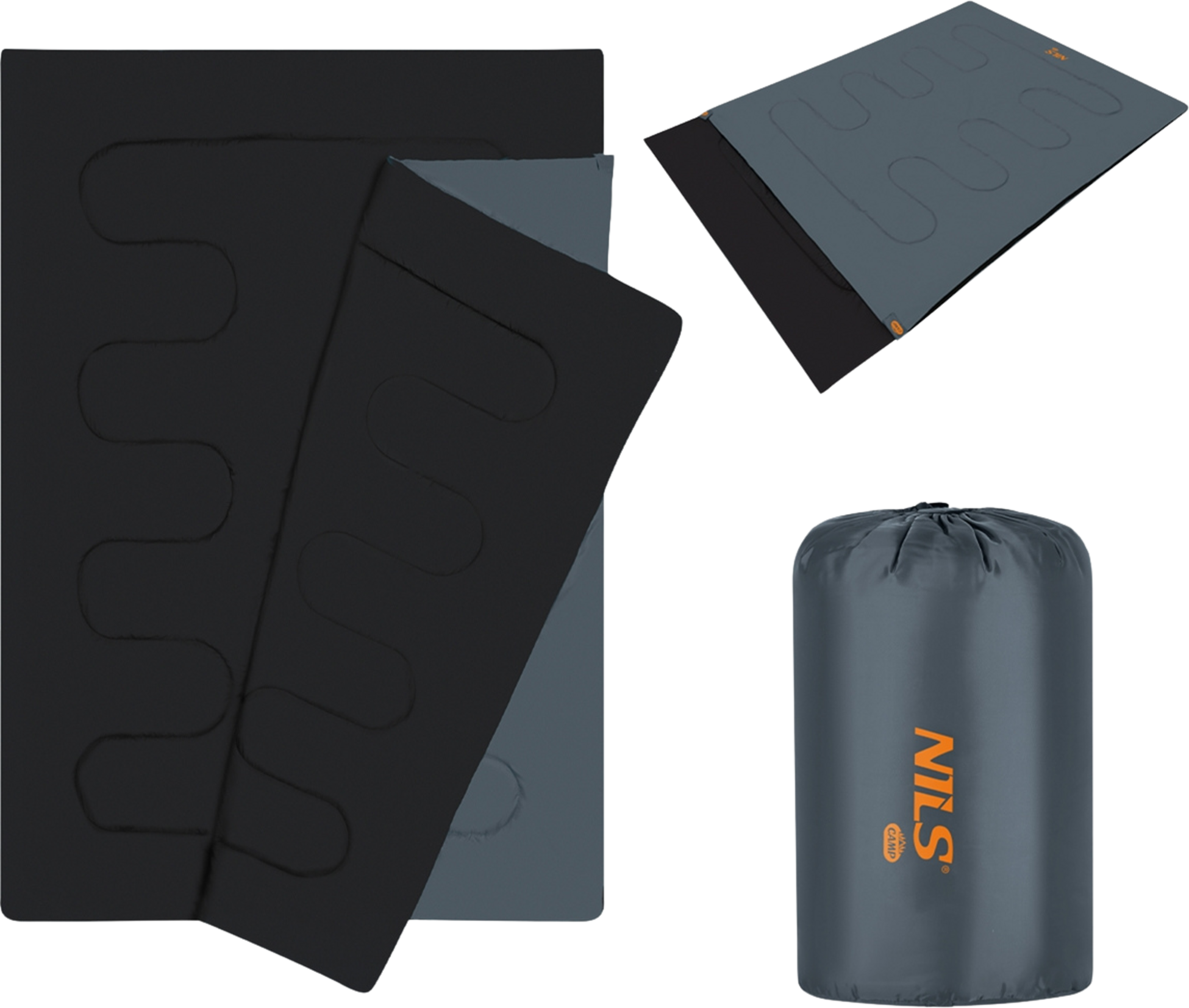 NORTHIX, Double Sleeping Bag, Anthracite-orange, 2-person