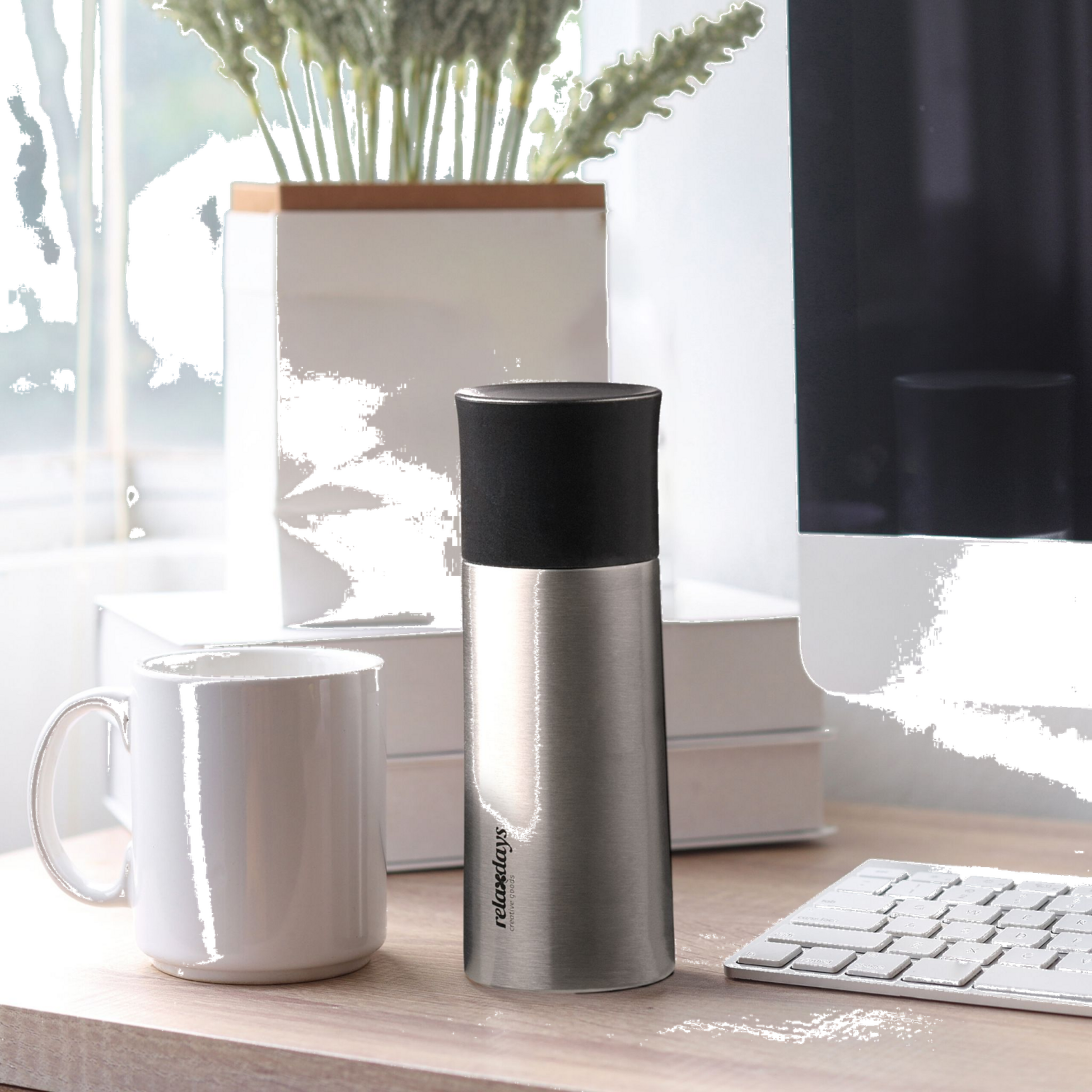 B2X, Drinking Bottle 300 Ml In Stainless Steel With Mug