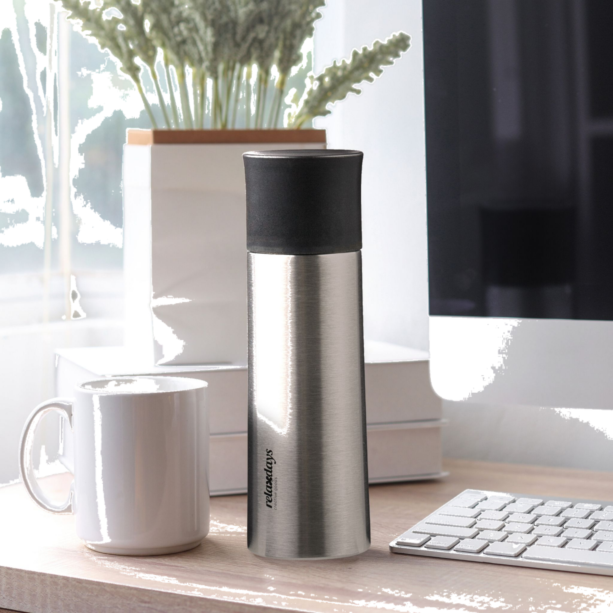 B2X, Drinking Bottle In Stainless Steel 400 Ml With Cup