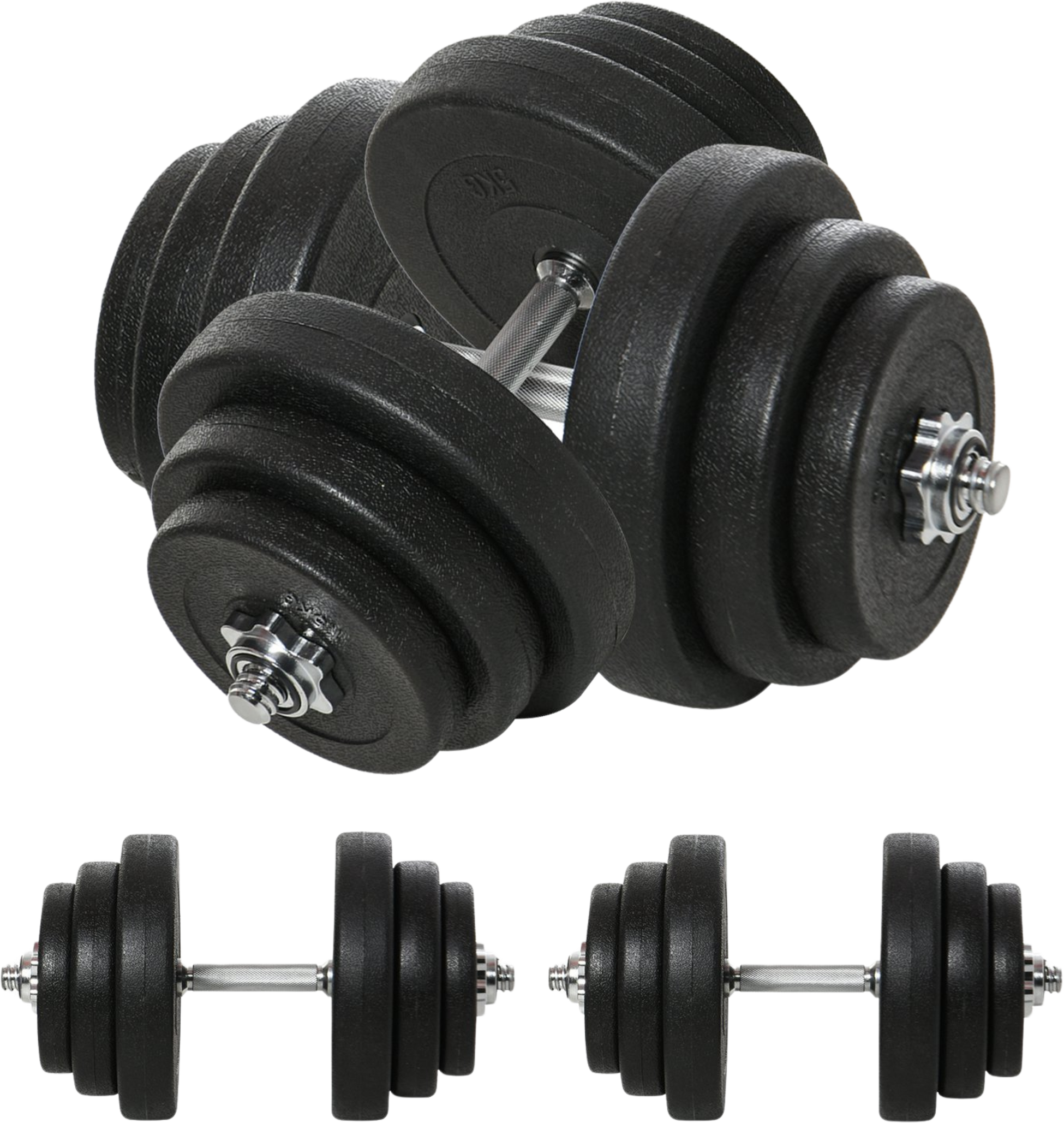 NORTHIX, Dumbbell Set 40 Kg, Steel Dumbbell Set, Set Of 2 Dumbbells With 12 Weight Plates, Floor-friendly, Fo