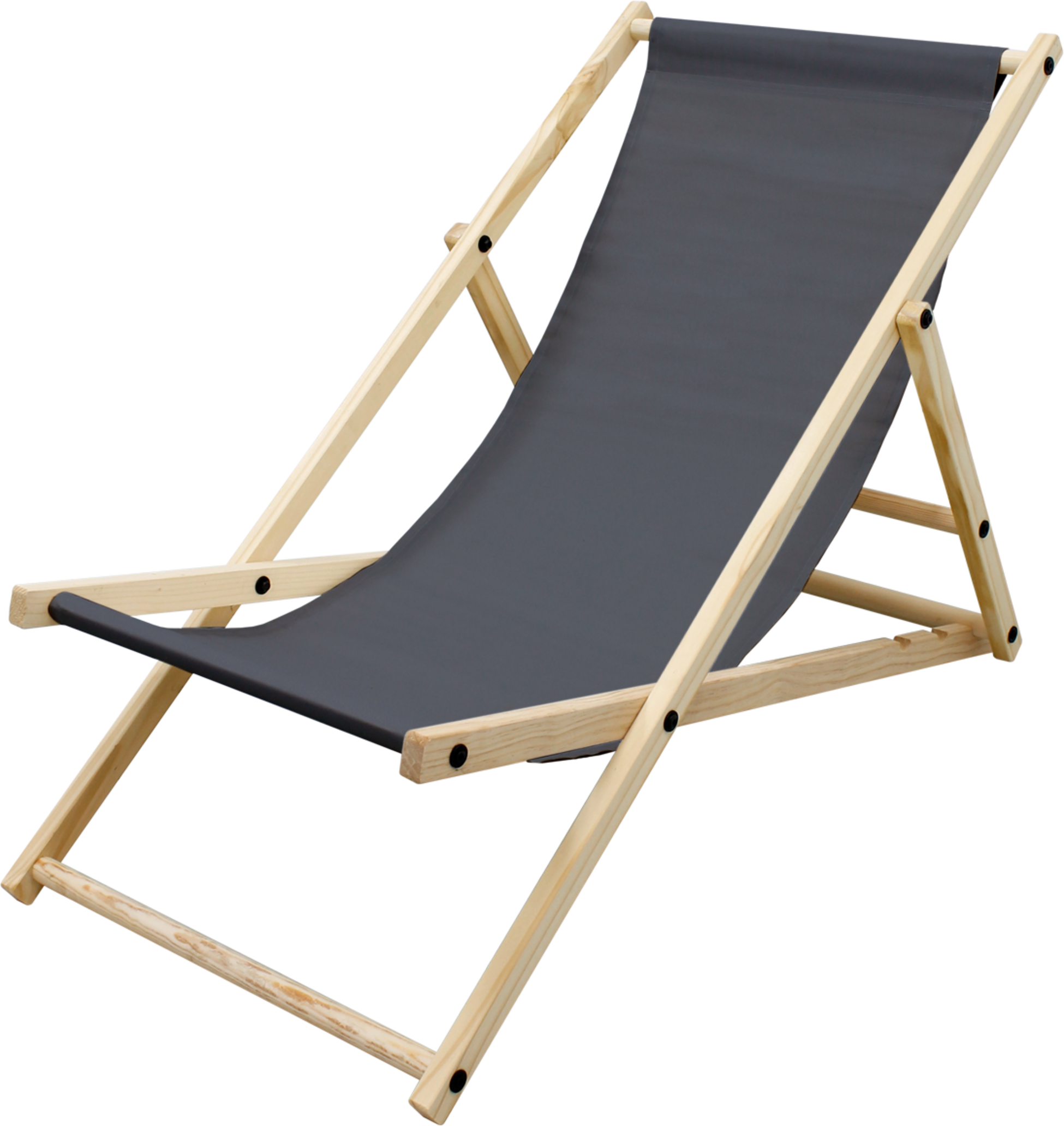 ECD GERMANY, Ecd Germany Foldable Wooden Deck Chair Garden Sun Lounger Anthracite Reclining