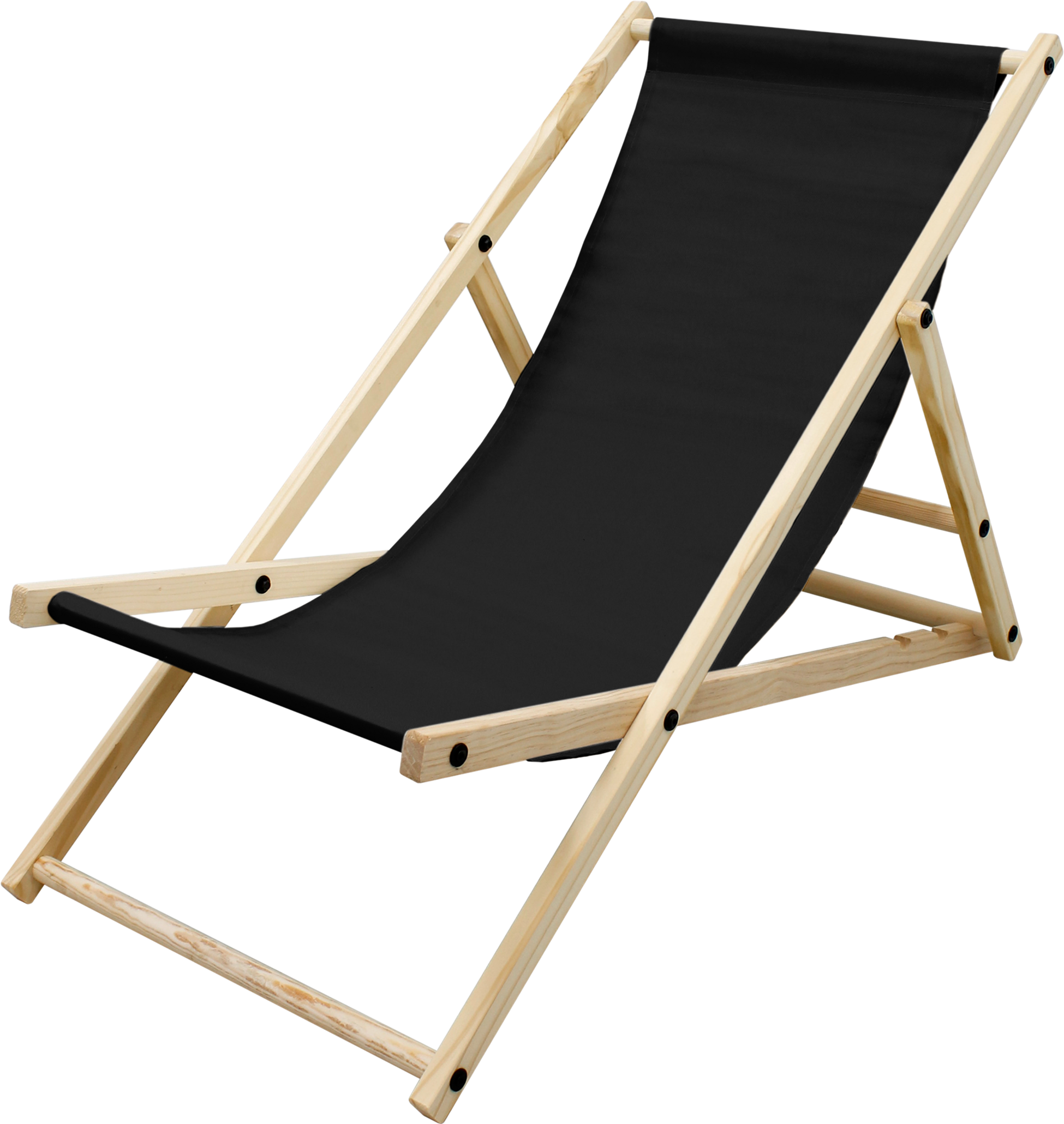 ECD GERMANY, Ecd Germany Foldable Wooden Deck Chair Garden Sun Lounger Black Reclining