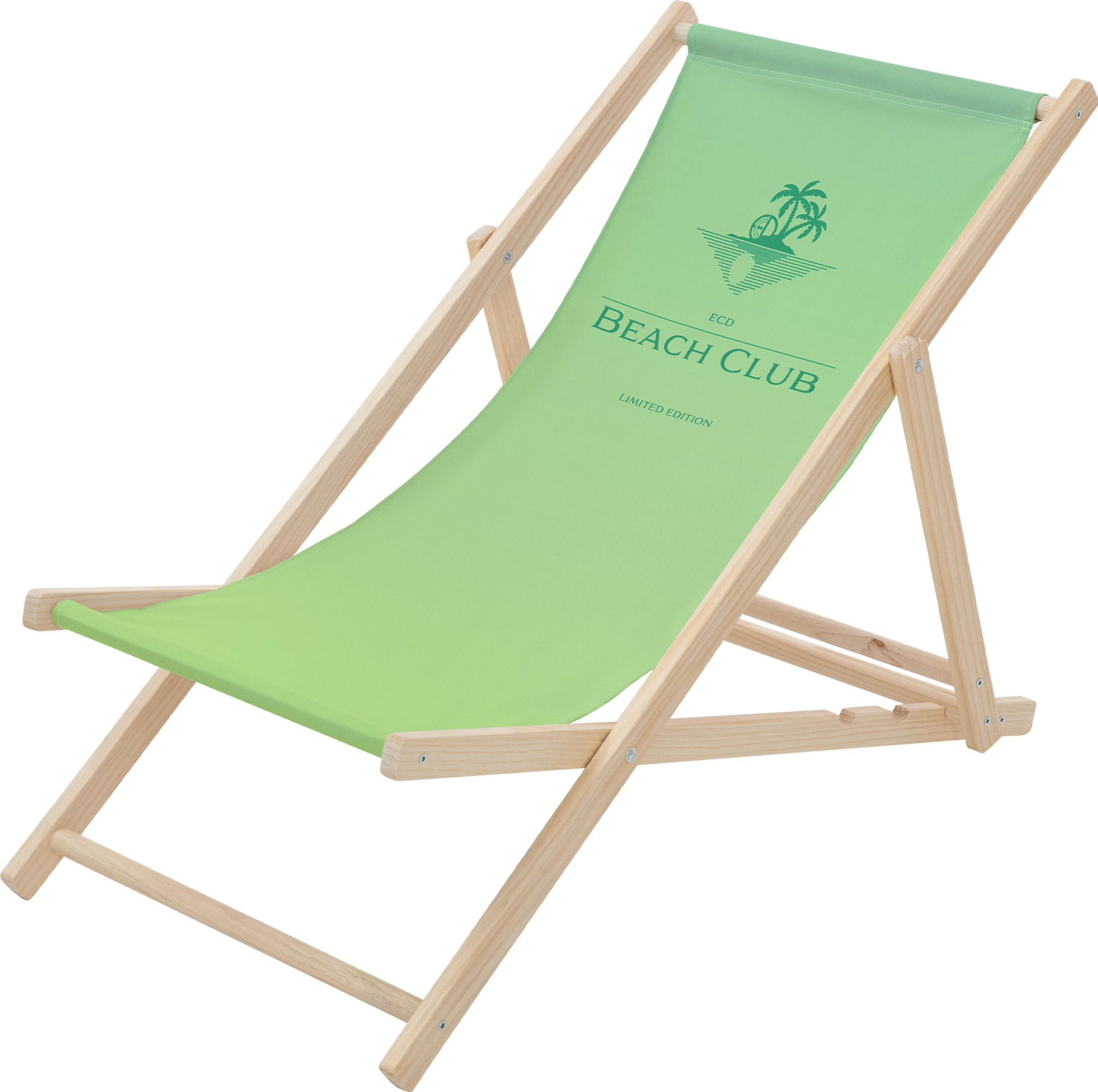 ECD GERMANY, Ecd Germany Folding Deck Chair Beach Club Green, Sunbed Wooden Beach Lounger With 3 Position