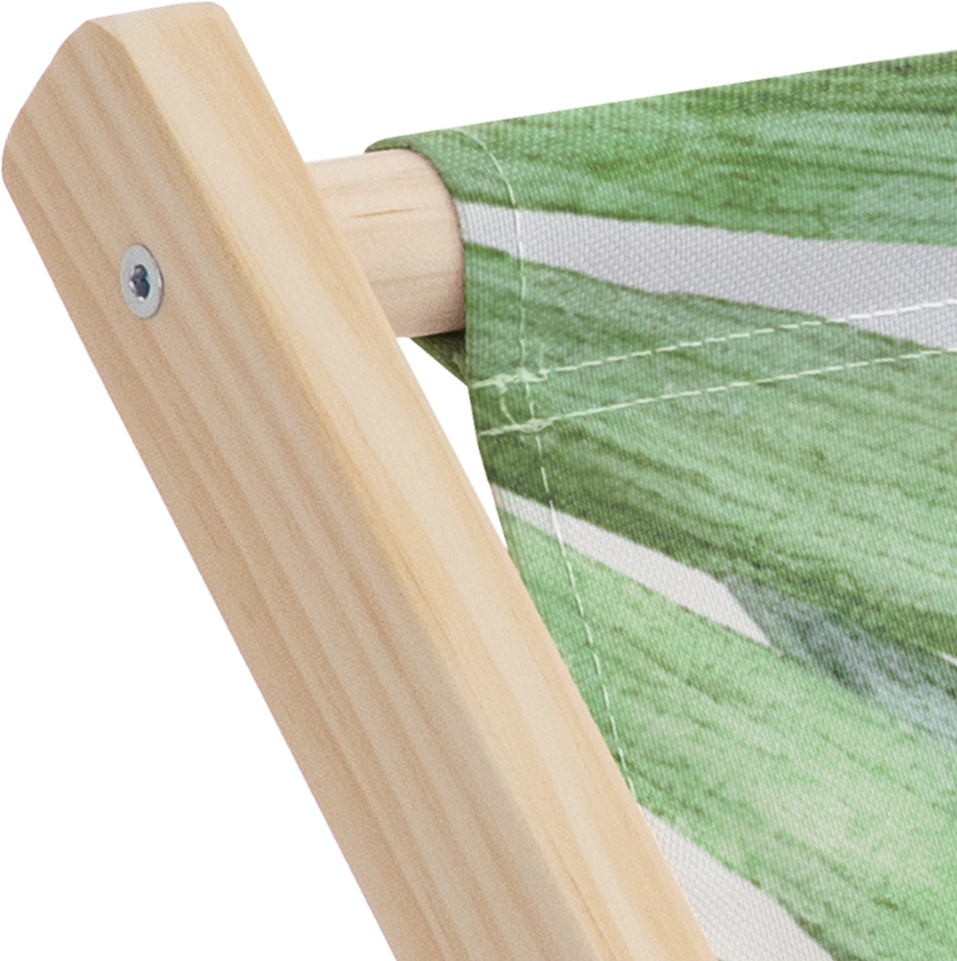 ECD GERMANY, Ecd Germany Folding Deck Chair Palm Tree Green And White, Sunbed Wooden Lounger With 3 Position